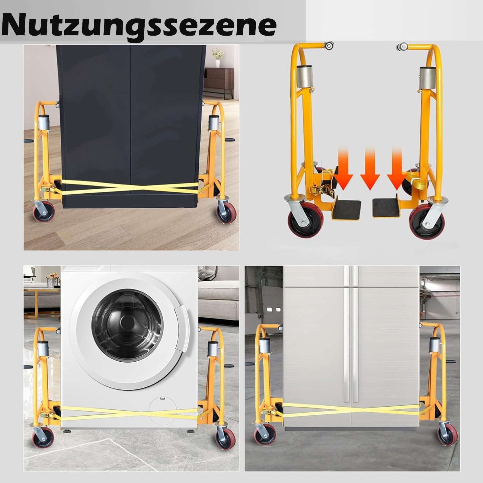 2er Möbelroller Schwerlast 500kg Tragfähigkeit mit 360° Rädern rutschfest Gelb Möbeltransportroller Umzugshilfe für Umzug Werkstatt Haushalt