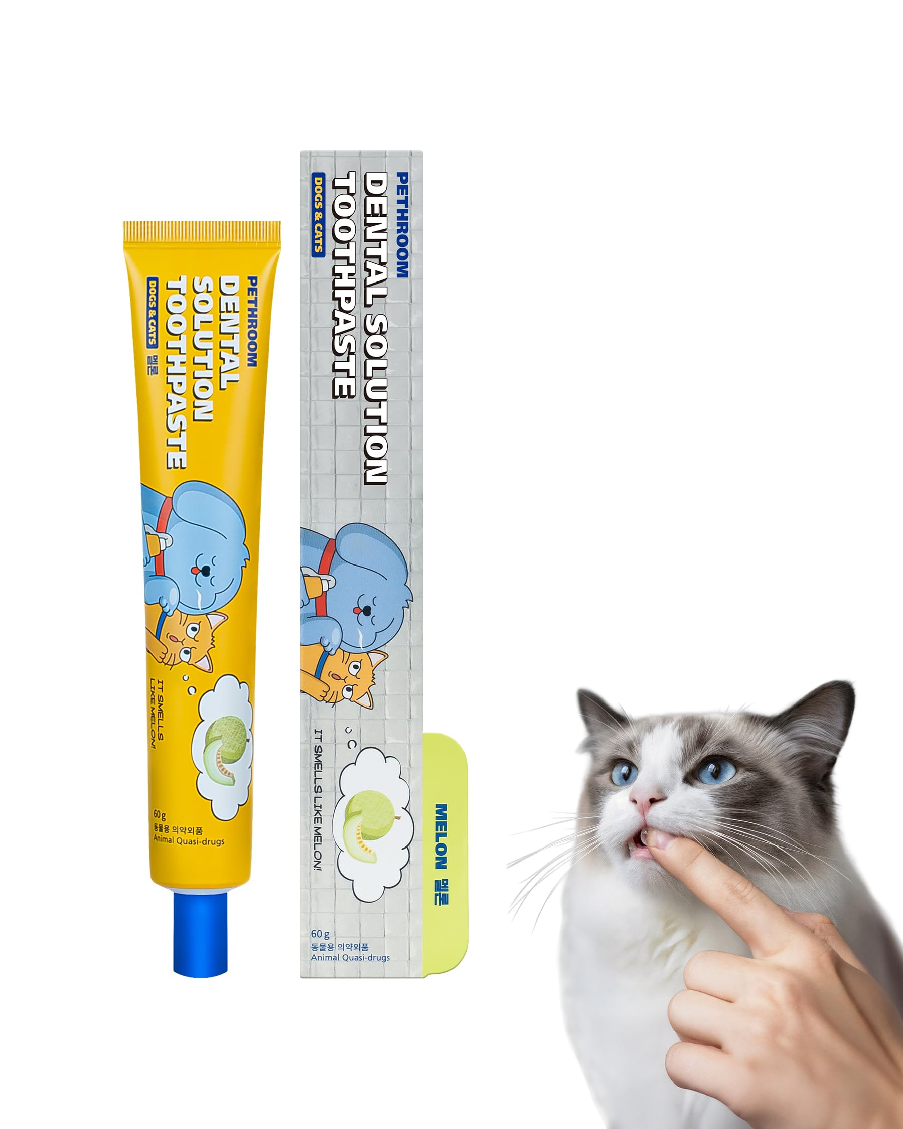 PETHROOM Pet Dental Solution Toothpaste for Dogs & Cats – Melon Flavor, Enzymatic Toothpaste for Fresh Breath & Plaque Control, Gentle Daily Dental Care, Net Wt 2.1 oz