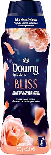 Downy Infusions - Cuentas potenciadoras de aroma de lavandería para lavadora Bliss ámbar brillante y rosa 201 onzas