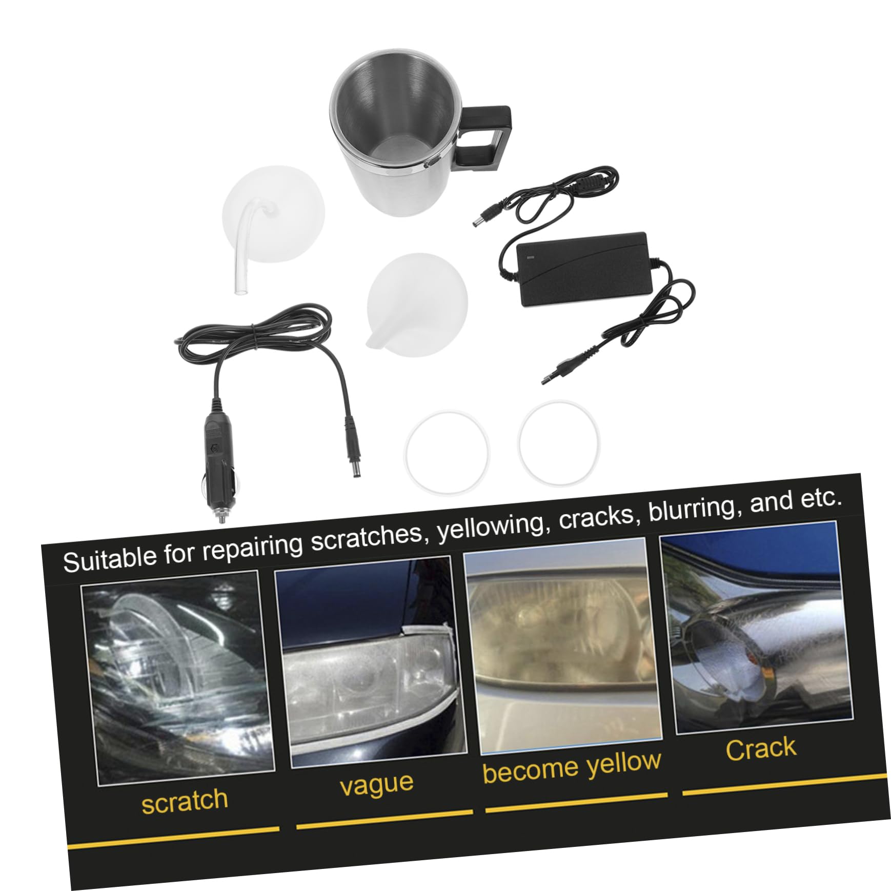 Genérico Reparación De Grietas En Faros Delanteros Revestimiento De Faros De Coche Kit De Restauración De Faros De Coche Kit De Pulido De Faros