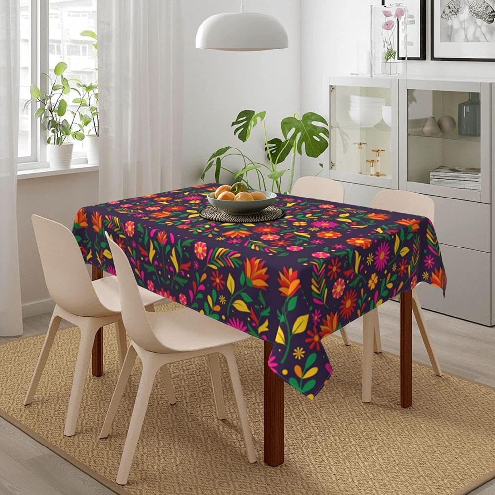 Mantel Rectangular Floral, decoración para Fiestas navideñas, Cubierta de Mesa de Tela para decoración de Mesa de Cocina, 01,100x160cm 39x63inch