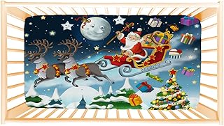 ANGELJUAN Premium Fitted Crib Sheets The Christmas Santa Claus Illustration for Standard Crib Mattress - Ultra-Soft Microfiber, Safe and Snug, 28