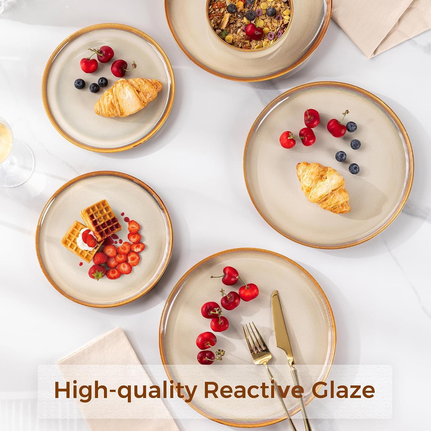 LERATIO Ceramic Plate Set of 6,8.5 Inch Reactive Glaze Salad Plates image 4
