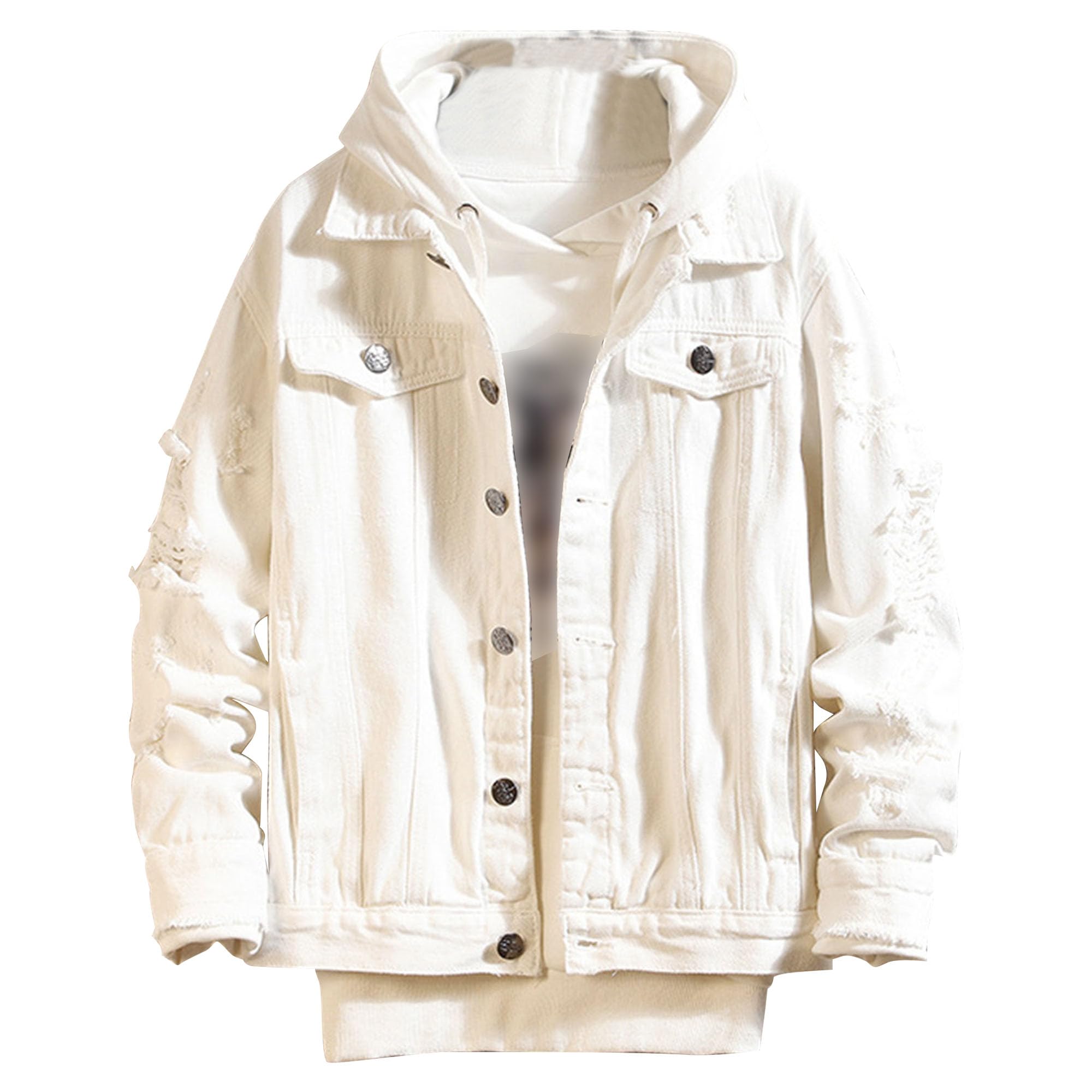 Veste jean slim classique à fourche ouverte et boutons effet usé rock - 8