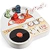 TOP BRIGHT DJ Music Busy Board - Wooden Toddler Toys for Boys and Girls，Montessori Sensory Toy with 14 Activities with Sound Blocks, Portable Travel Toy for 18M+