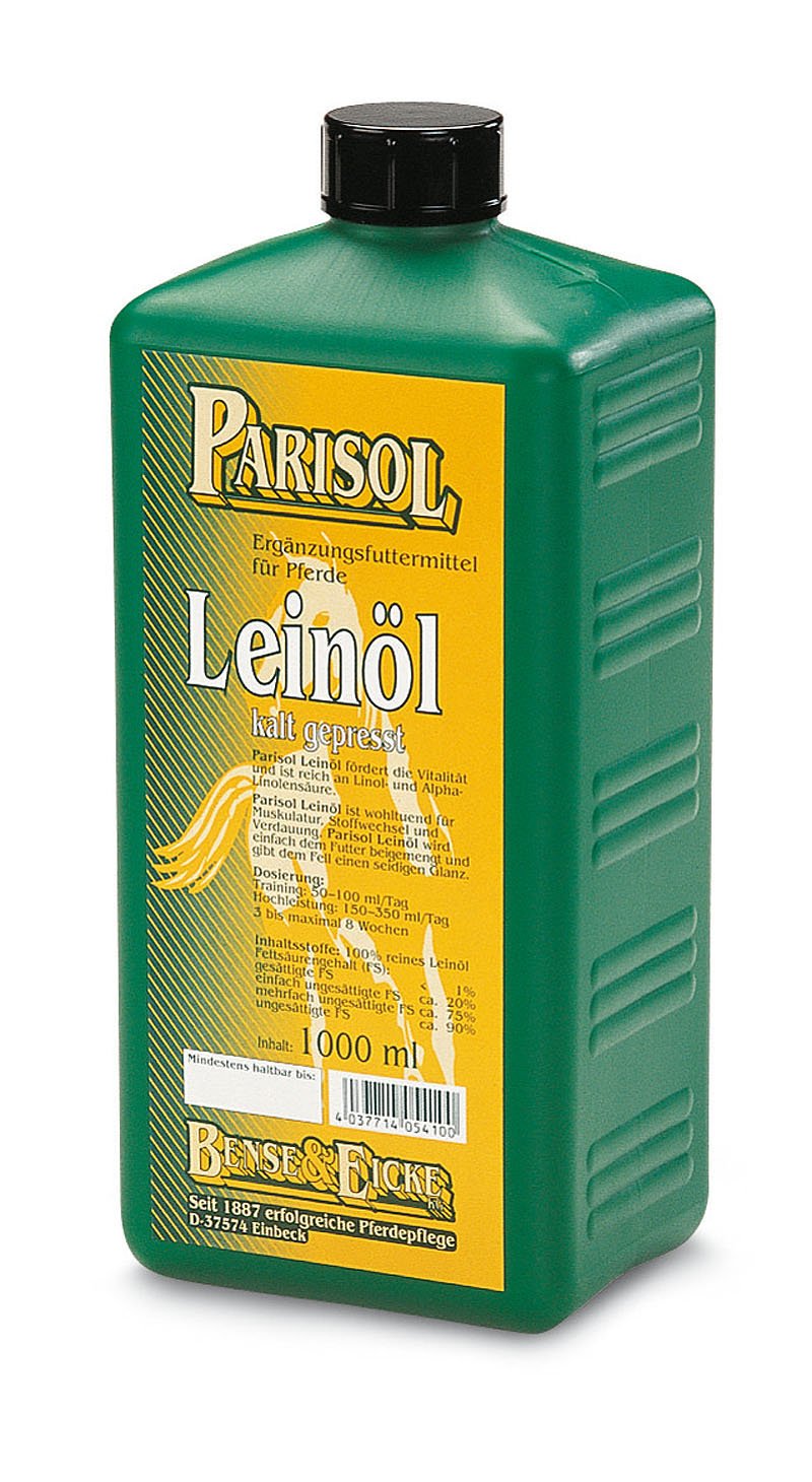 Huile de lin Parisol 1000 ML pour cheval complément poil brillant