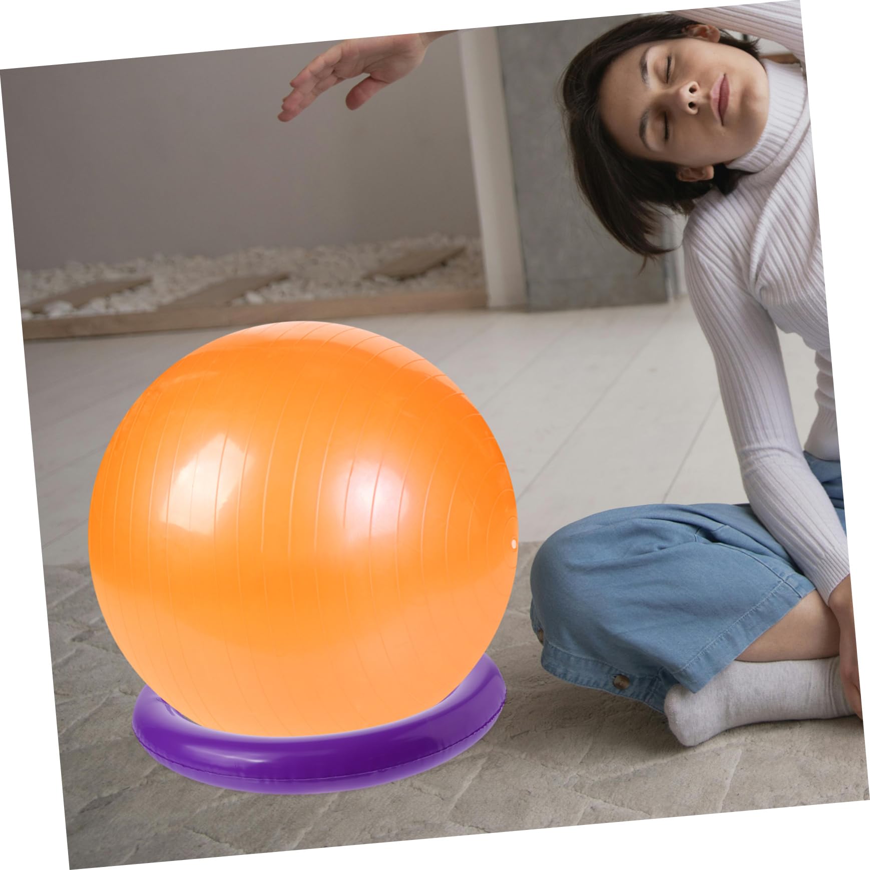Base de Ballon de Yoga Ronde en PVC Anneau Fixe pour Ballon de Yoga Gonflable, Accessoire Fitness Stable et Facile à Nettoyer pour Entraînements et Exercices