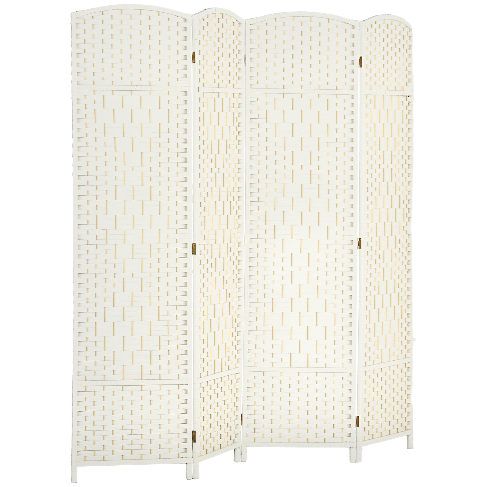 HOMCOM Paravent - Divisorio pieghevole, 4 pezzi, 180 x 180 cm, colore: Bianco