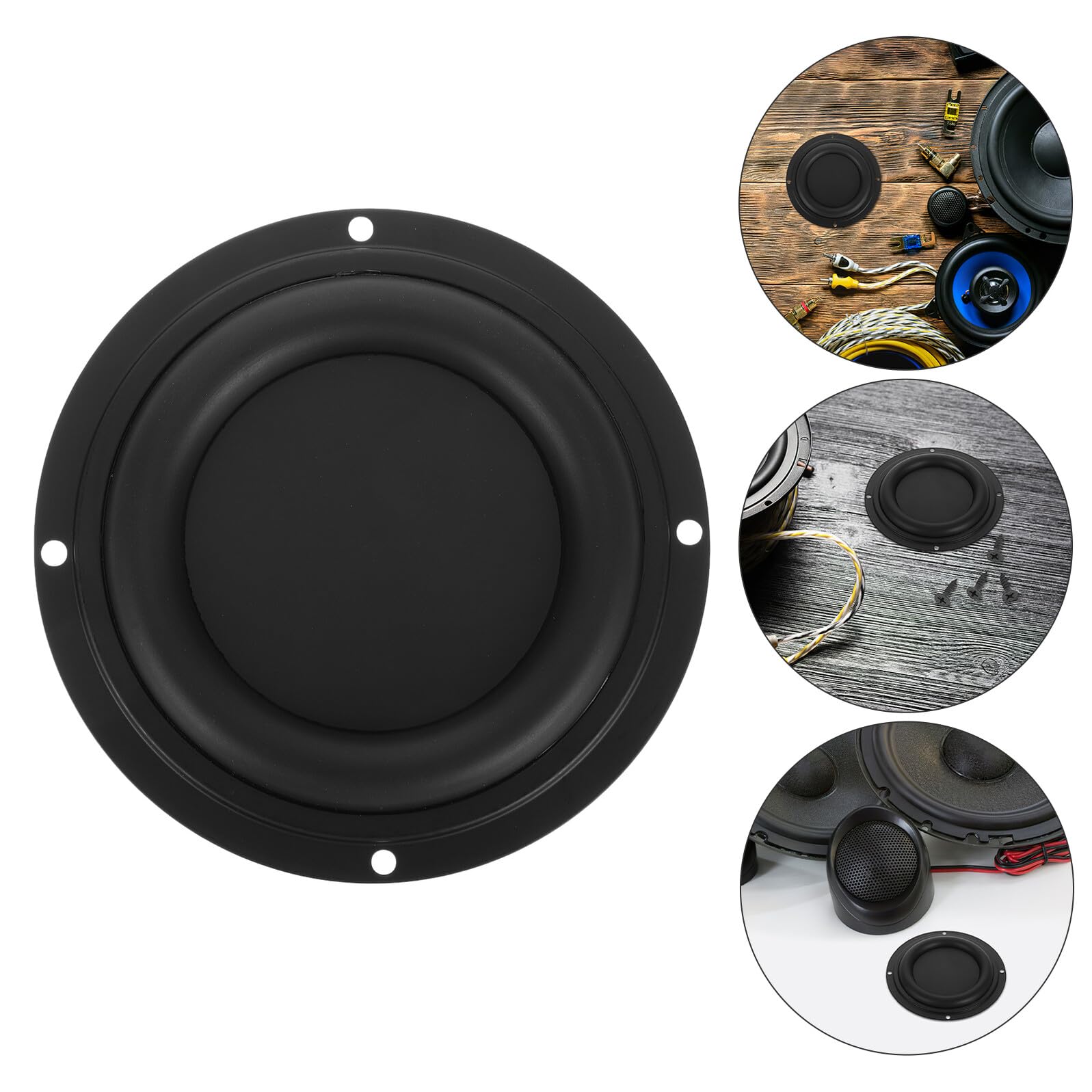 4 Pièces Plaque Vibrante Ronde en Caoutchouc pour Radiateur Passif de Basse, Diaphragme de Haut-parleur Facile à Installer, Accessoire Automobile pour Woofer