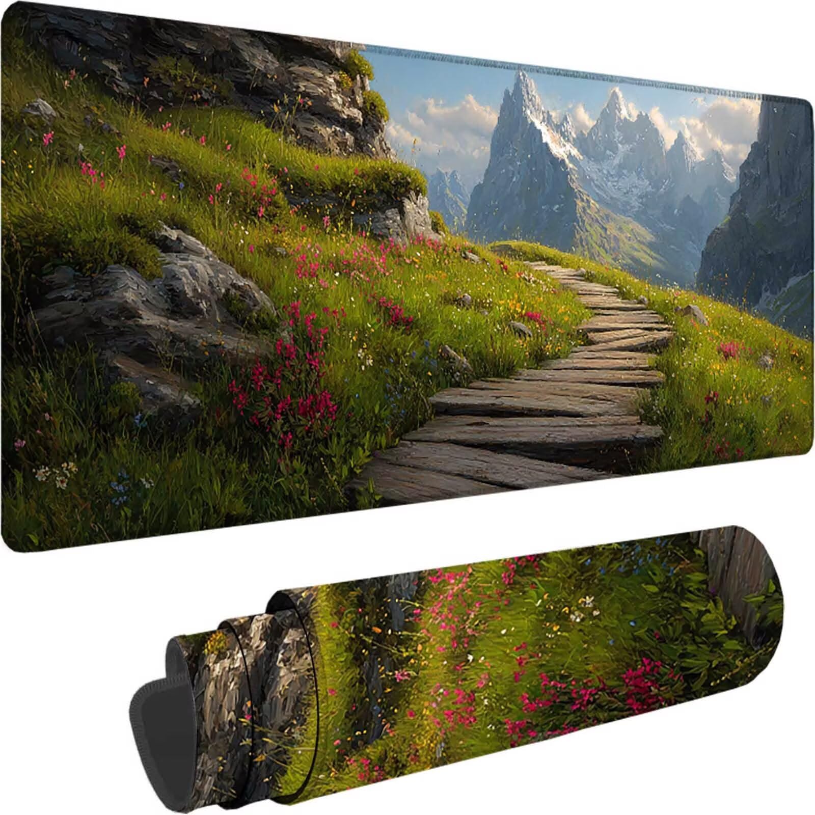 Szara podkładka pod mysz do gier, duża podkładka pod mysz XXL 1200 x 600 x 3 mm, podkładka pod mysz górską do klawiatury i biura, akcesoria do gier, zmywalna, poprawia precyzję i szybkość dla gracza l
