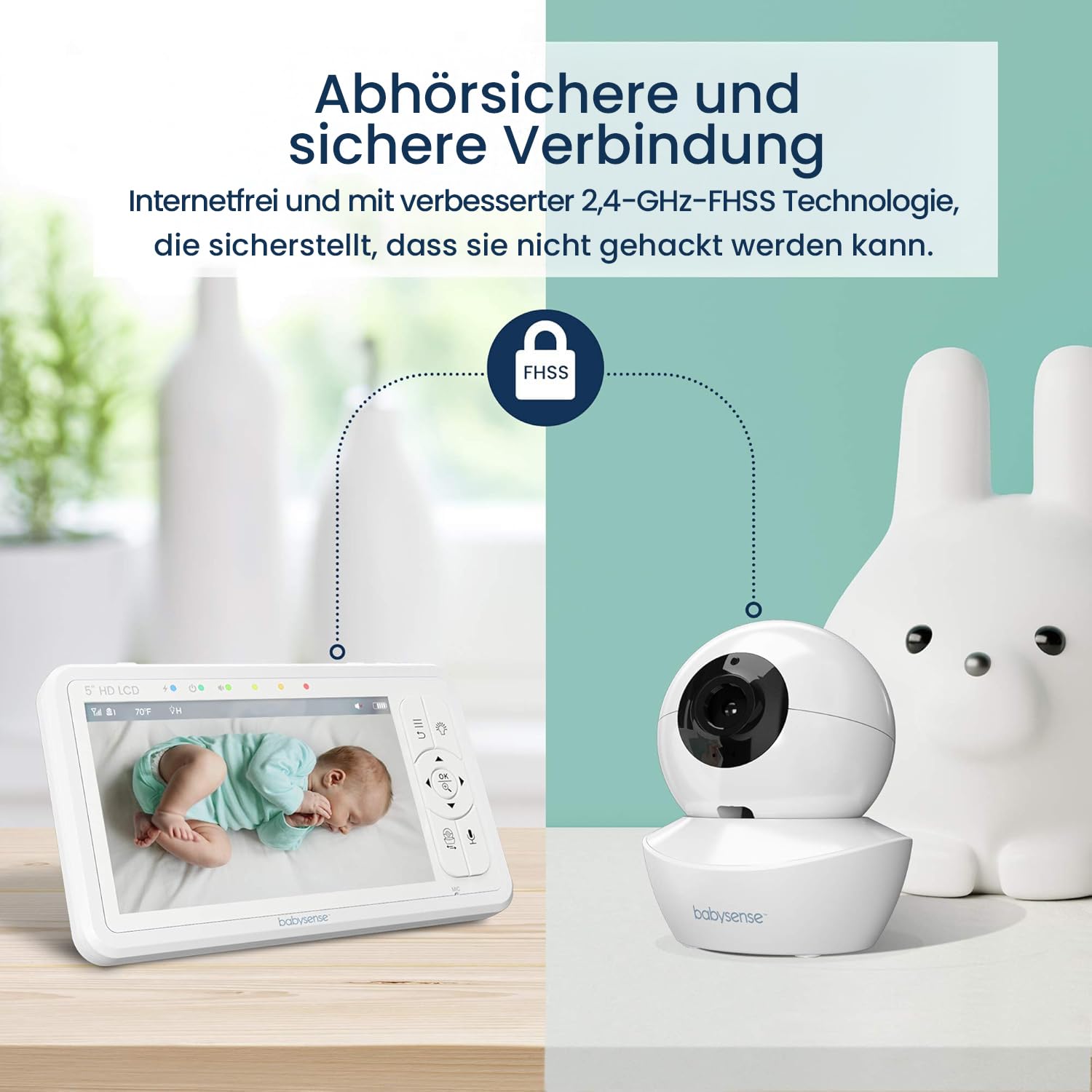 Babysense True Sleep HD Video-Babyphone mit Nachtlichtkamera & Bewegungsmonitor für Babys mit Echtzeit-Warnungen, kontaktlos, 2-in-1, Nur für den Heimgebrauch