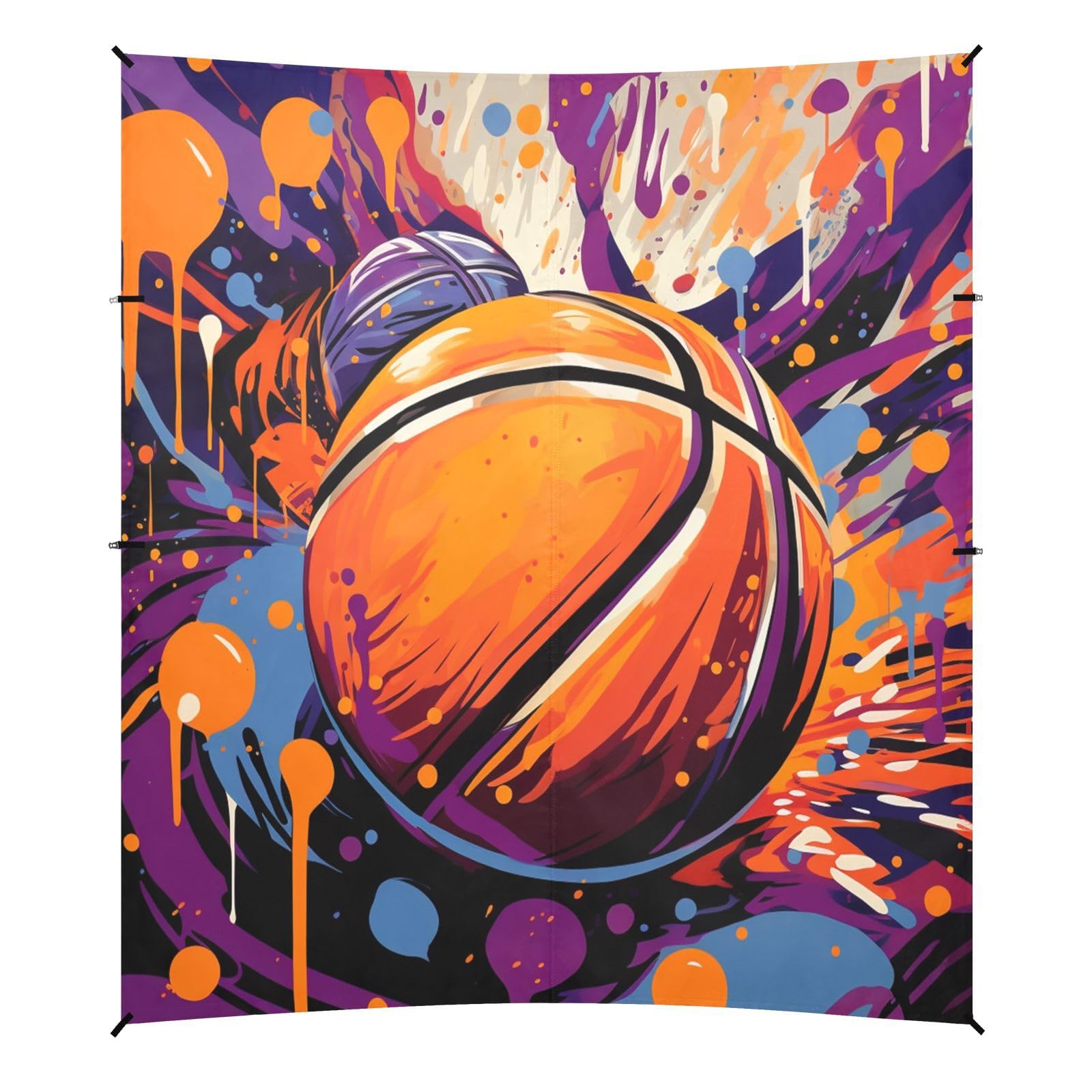 Baloncesto PúRpura Fresco Tienda de Playa Refugio Solar para Camping,Fácil de Montar,Portátil con Bolsas de Arena para Pesca y Picnic al Aire Libre De Las Ilustraciones De La Acuarela