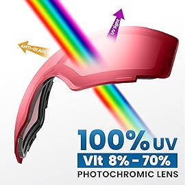 OutdoorMaster Ski Goggles PRO - Frameless, Interchangeable Lens 100% UV400 Protection Snow Goggles for Men & Women (Photochromic Rose VLT8%-70%)