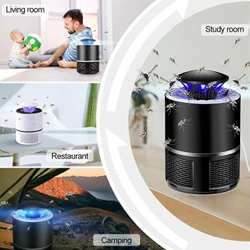 Bug Zapper, Mosquito Killer Lamp with LED Light, Electric Fly Zapper Bug Trap for Indoor and Outdoor, Electric UV Insect Killer Mosquito Killers for Bedroom, Camping, Kitchen (White)