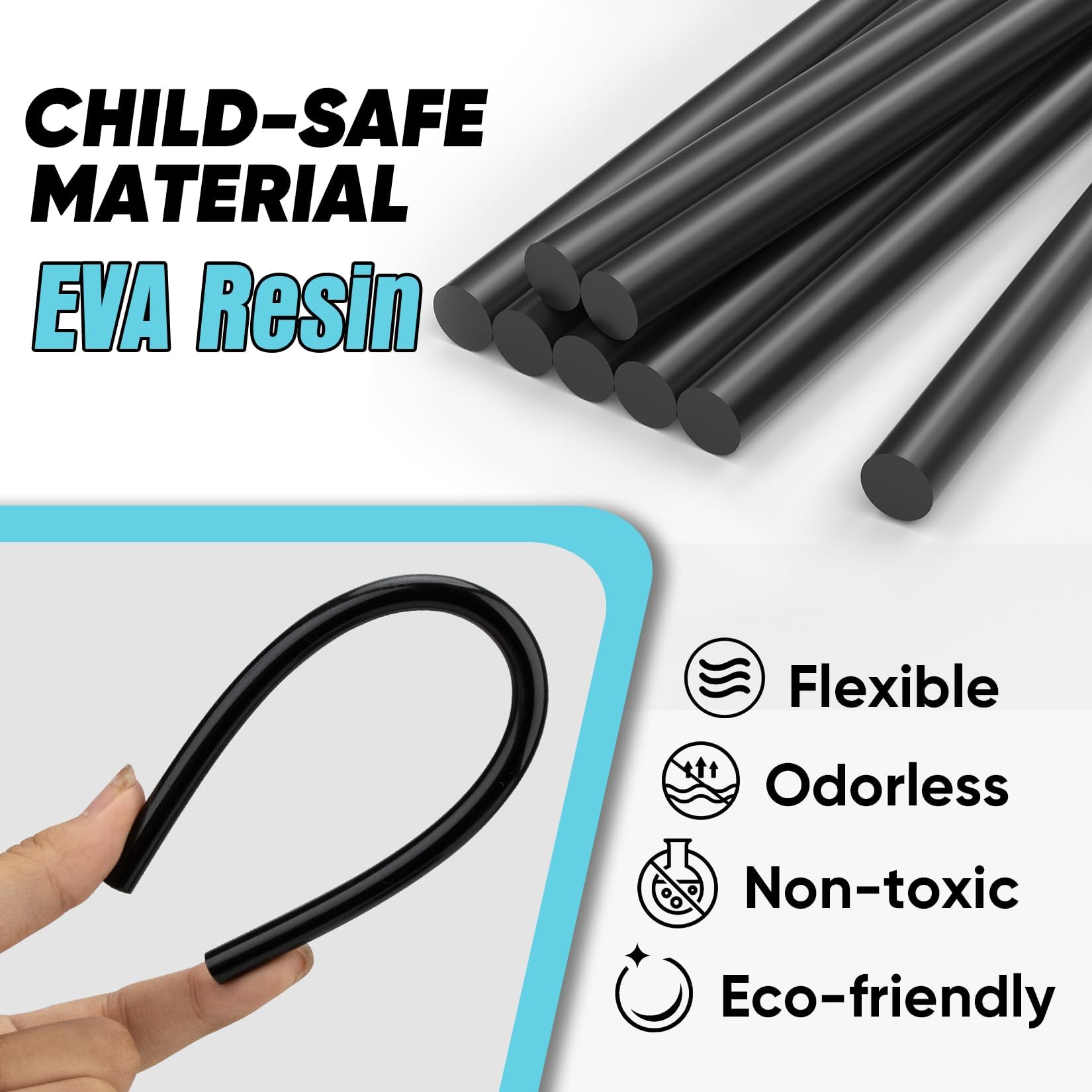 SHALL - 100 stick di colla nera 0,27" x 8" (7 mm x 200 mm) stick di colla a caldo per pistola per colla multiuso fai-da-te per tutte le temperature