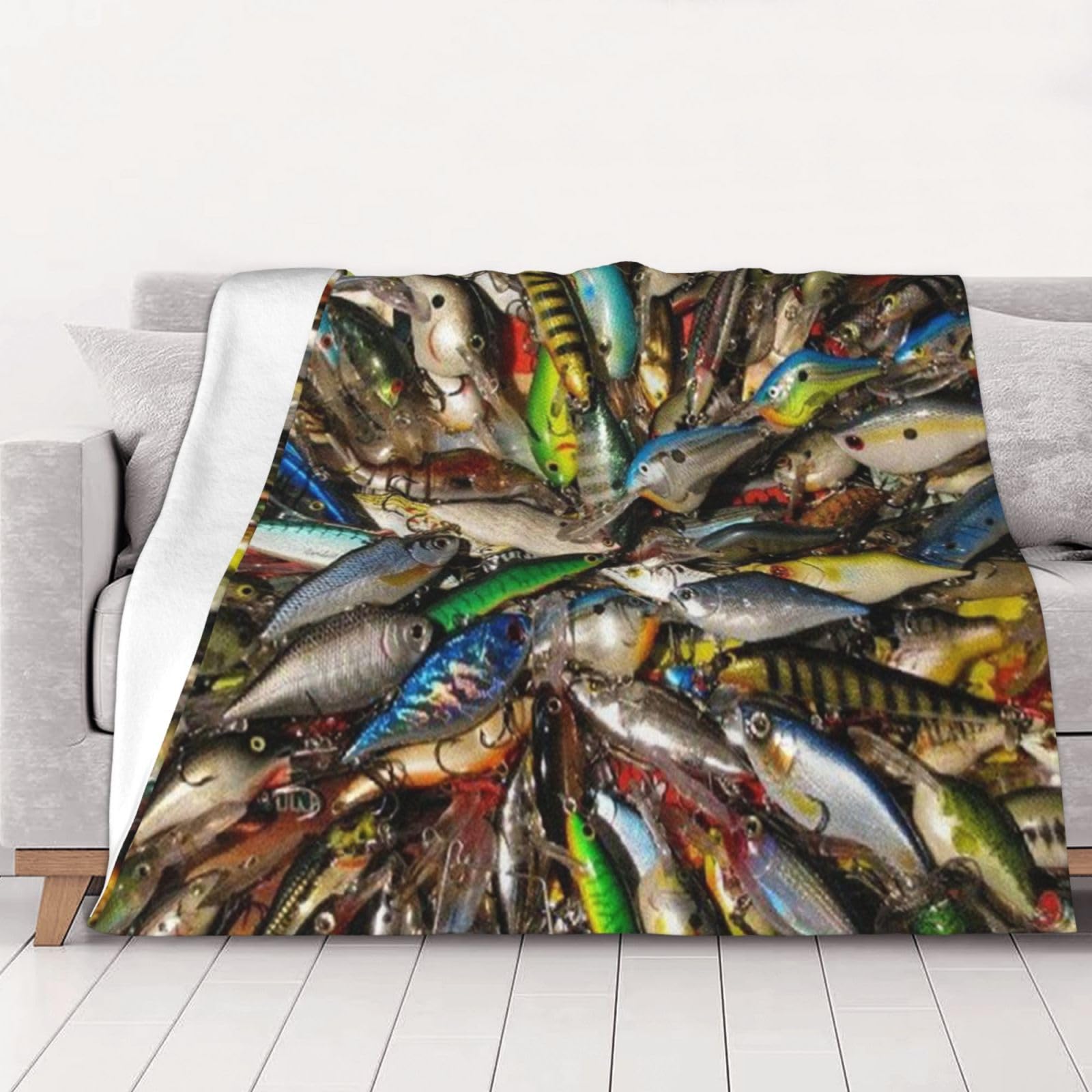 Appât de pêche couverture flanelle douce pour soirée canapé et voiture