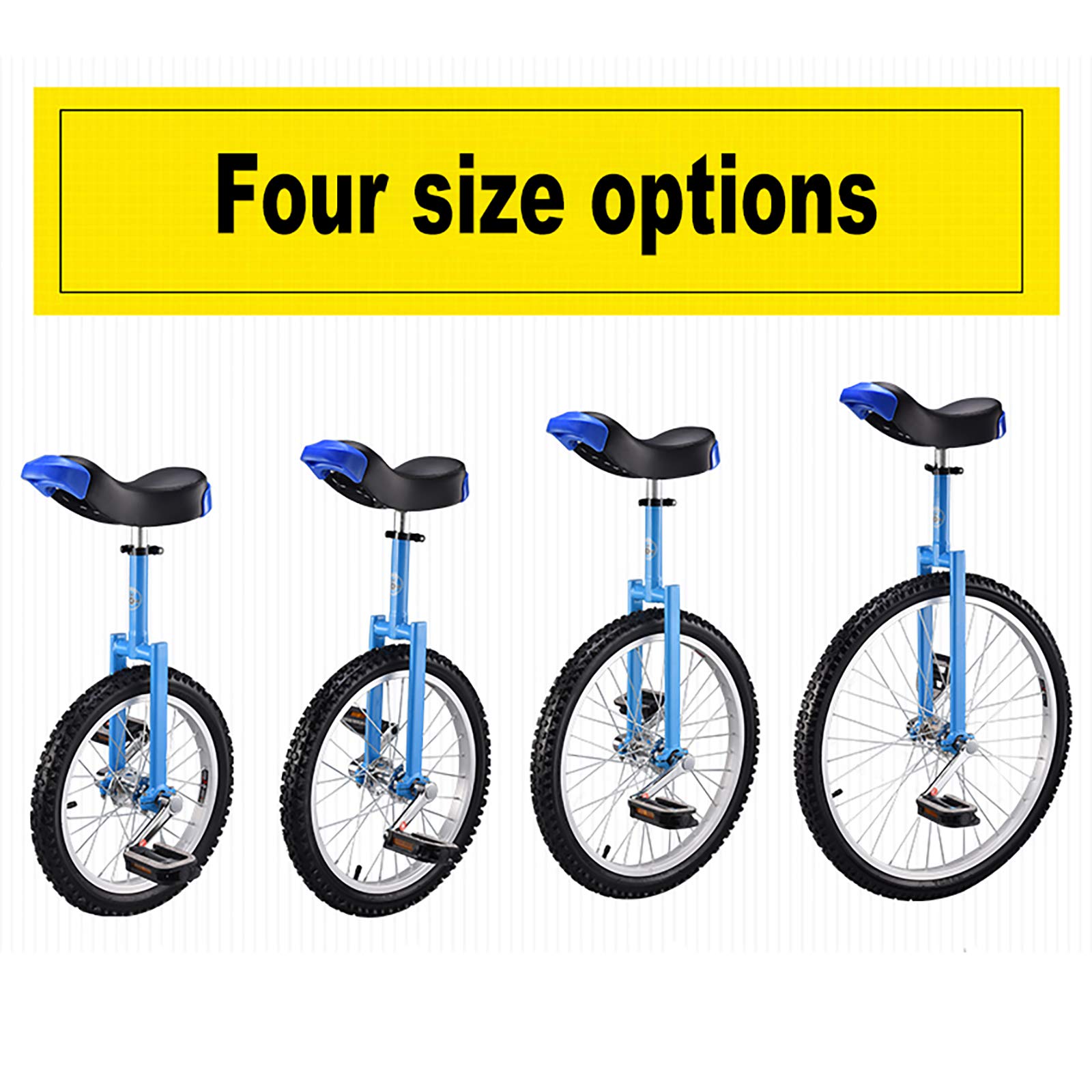 Monociclo, monocicli, Uniciclo, Tyre Bicicletta autobilanciante Esercizio Equilibrio Ciclismo Outdoor Sports esercizio fitness, Monociclo ruote con cerchio in lega, 16" , 18" , 20" , 24" ,Nero,18"