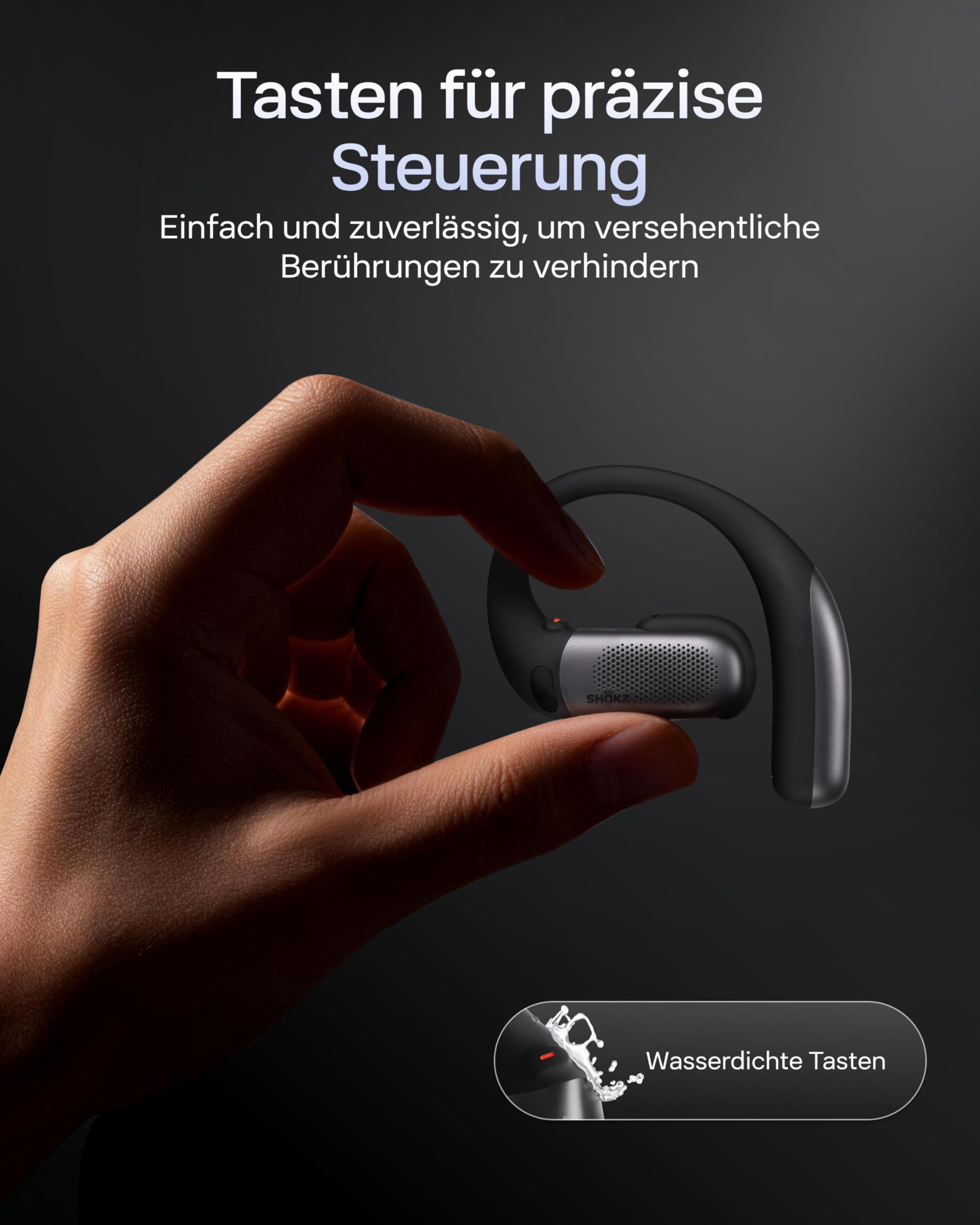 SHOKZ OpenFit Pro Open-Ear-Kopfhörer mit Open-Ear Geräuschreduzierung, Optimised for Dolby Atmos, Tiefe Bässe, 50H Akku, klare Anrufe für Arbeit, Sport, Outdoor Bluetooth 6.1, IP55, Schwarz
