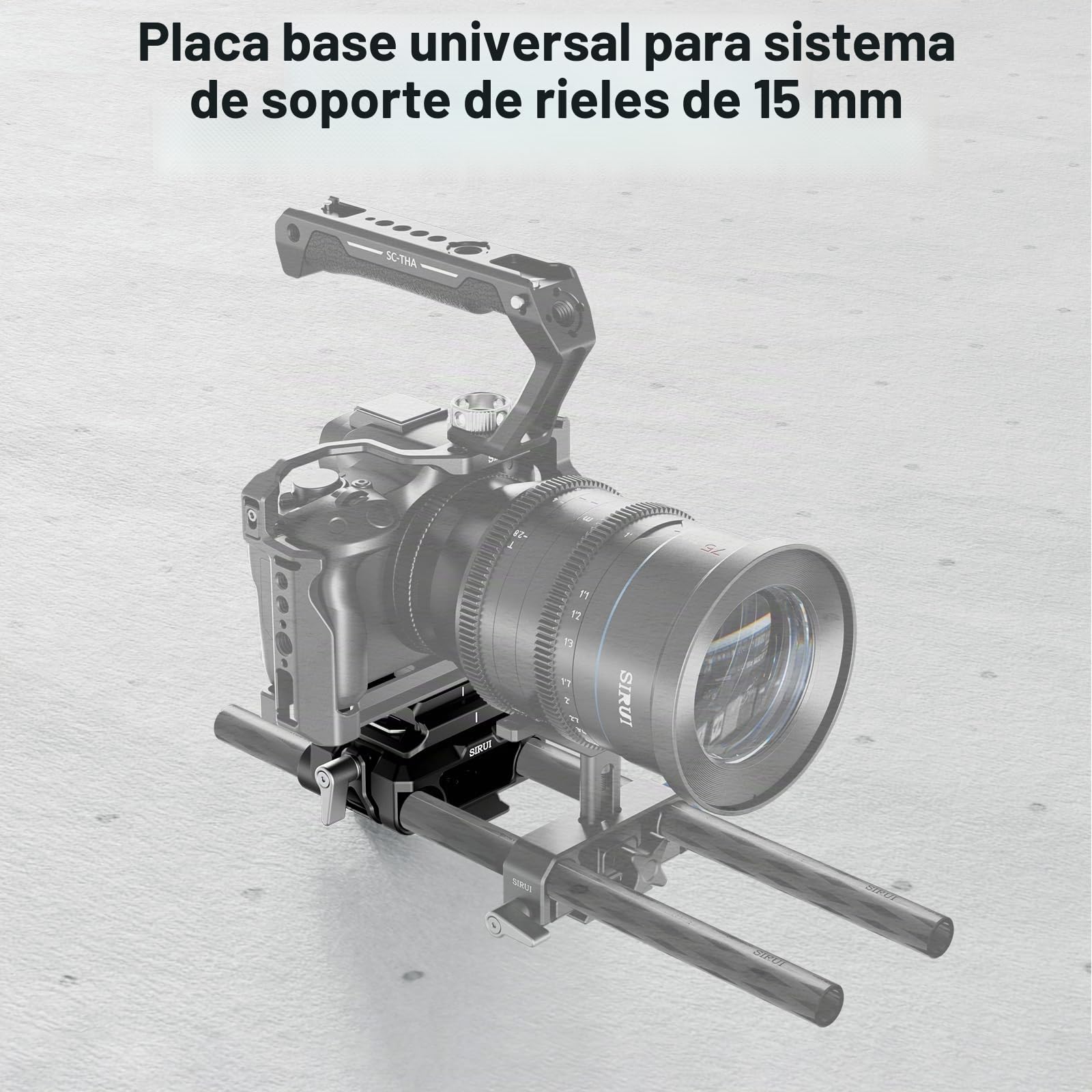 SIRUI Sistema de Soporte de Riel de 15mm con Placa de Liberación Rápida Tipo Arca, Placa Base de Cámara con Abrazaderas de Varilla Duales de 15mm para Trípode, Plataforma de Hombro, Am-QA-LR