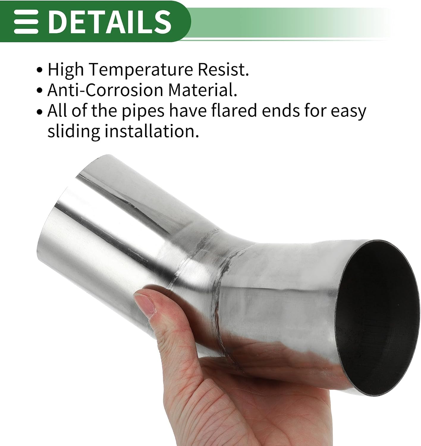 Motoforti 3" OD 45 Degree Mandrel Exhaust Tube Car Exhaust Pipe Mandrel Bend DIY Custom Tubing Pipe 3.94" Leg Length T304 Stainless Steel Silver Tone