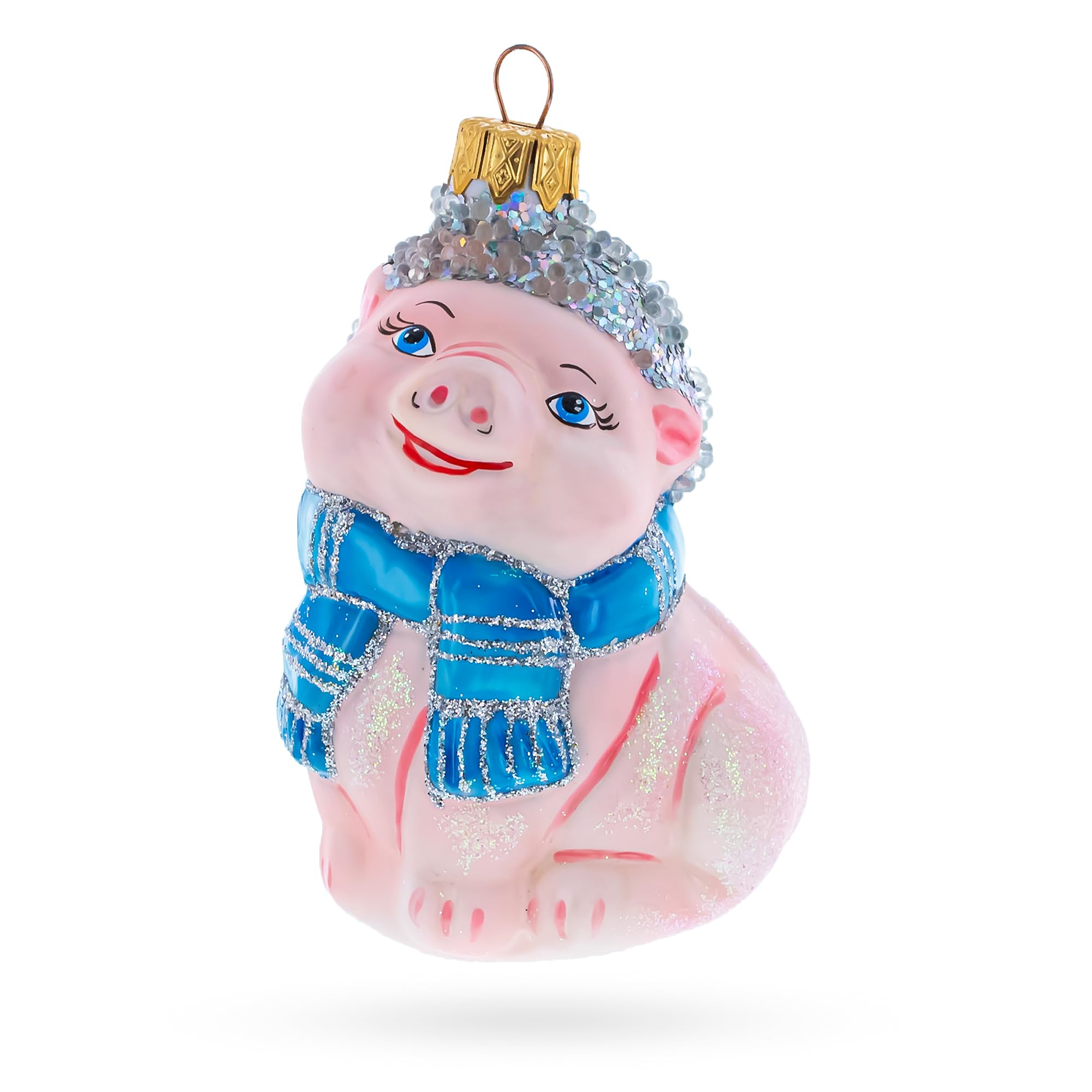 Ornement de Noël cochon en verre BestPysanky idée cadeau traditionnel