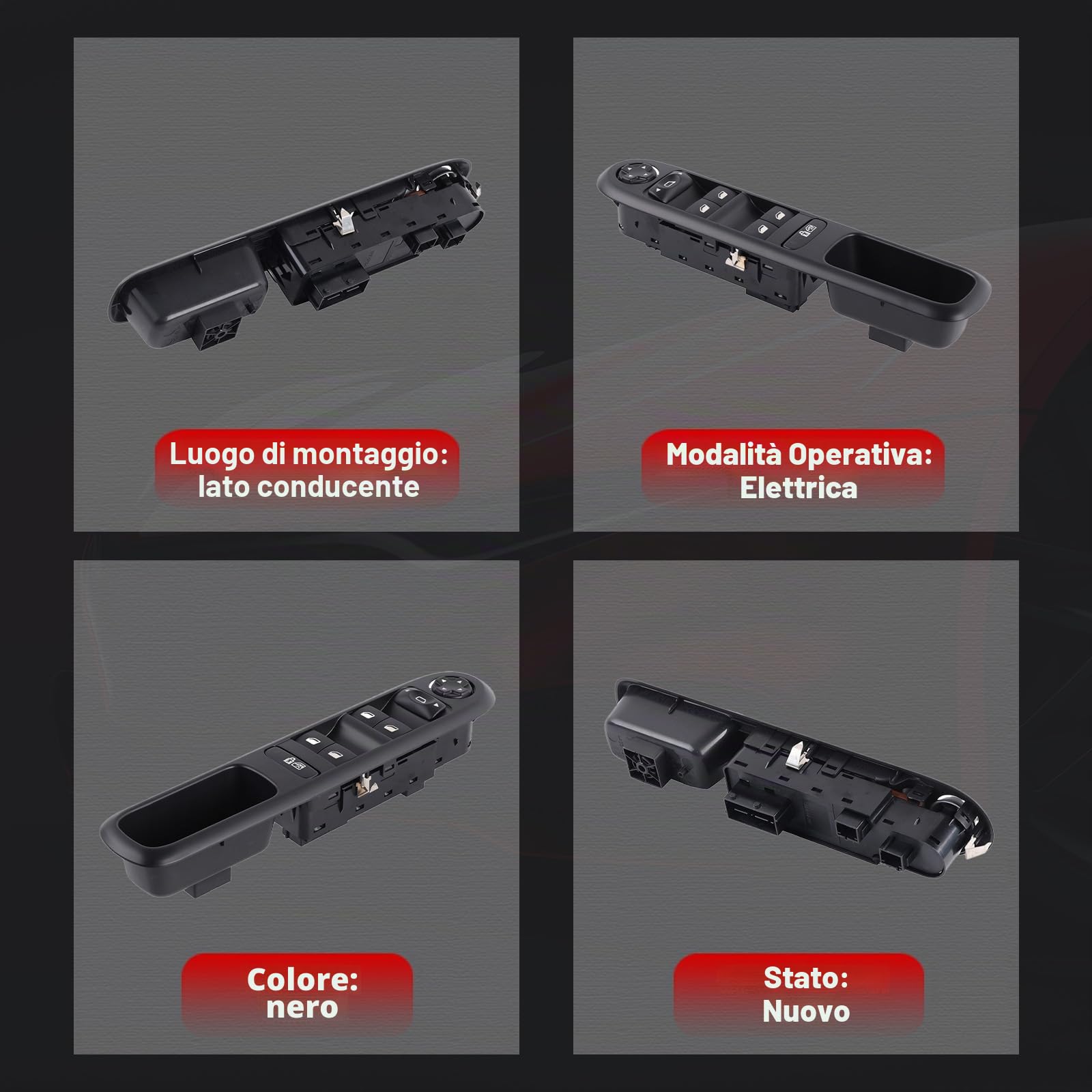 Interruttore alzacristalli elettrico Flydida, interruttore alzacristalli elettrico anteriore sinistro adatto per 3008 5008 Wagon 2009-2015 codice articolo 6490X5 6490.X5 96650621ZD 96650620ZD manuale