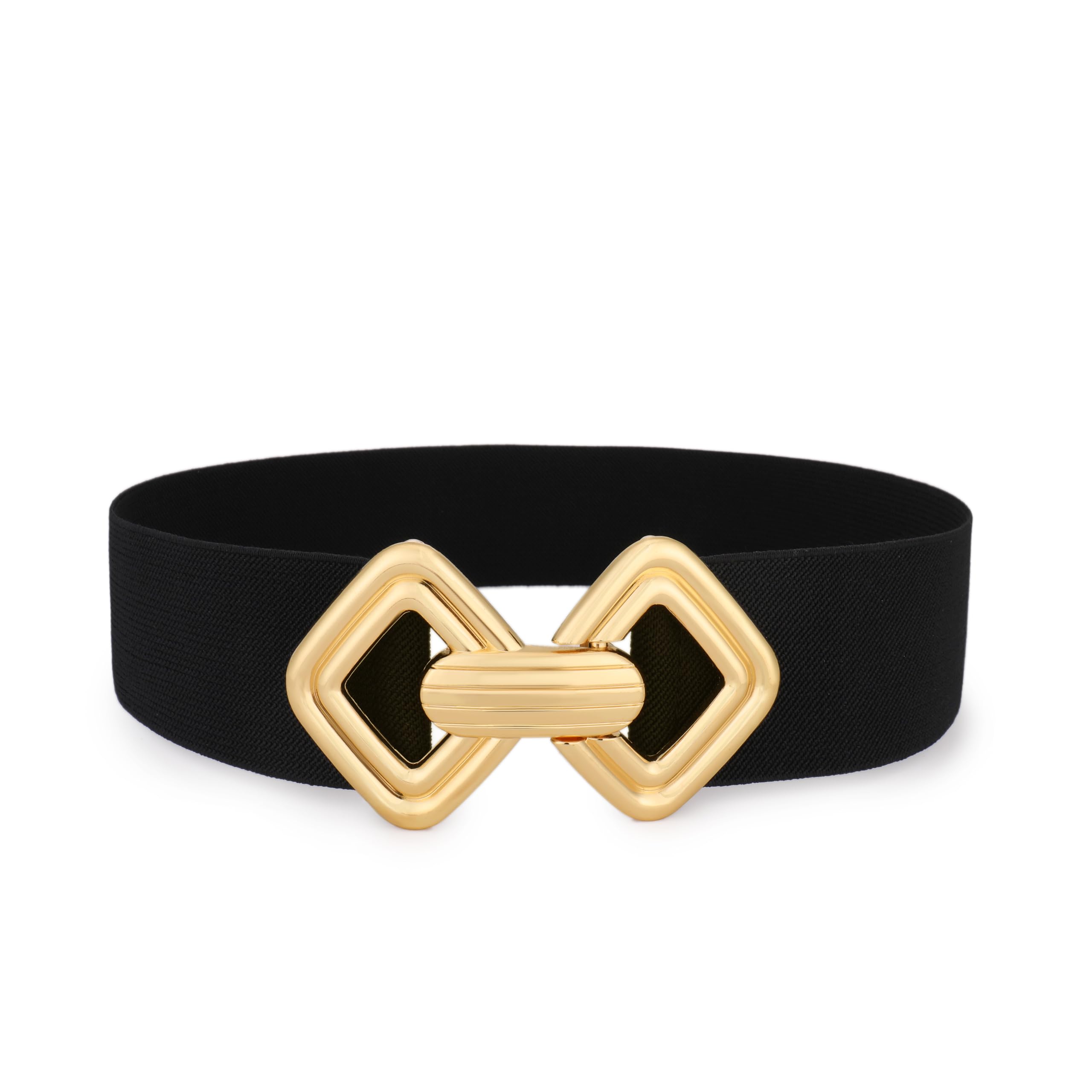 VONMELLI Women Wide Elastic Belt Vintage Stretchy Waistband with Retro Gold Buckle for Dresses
