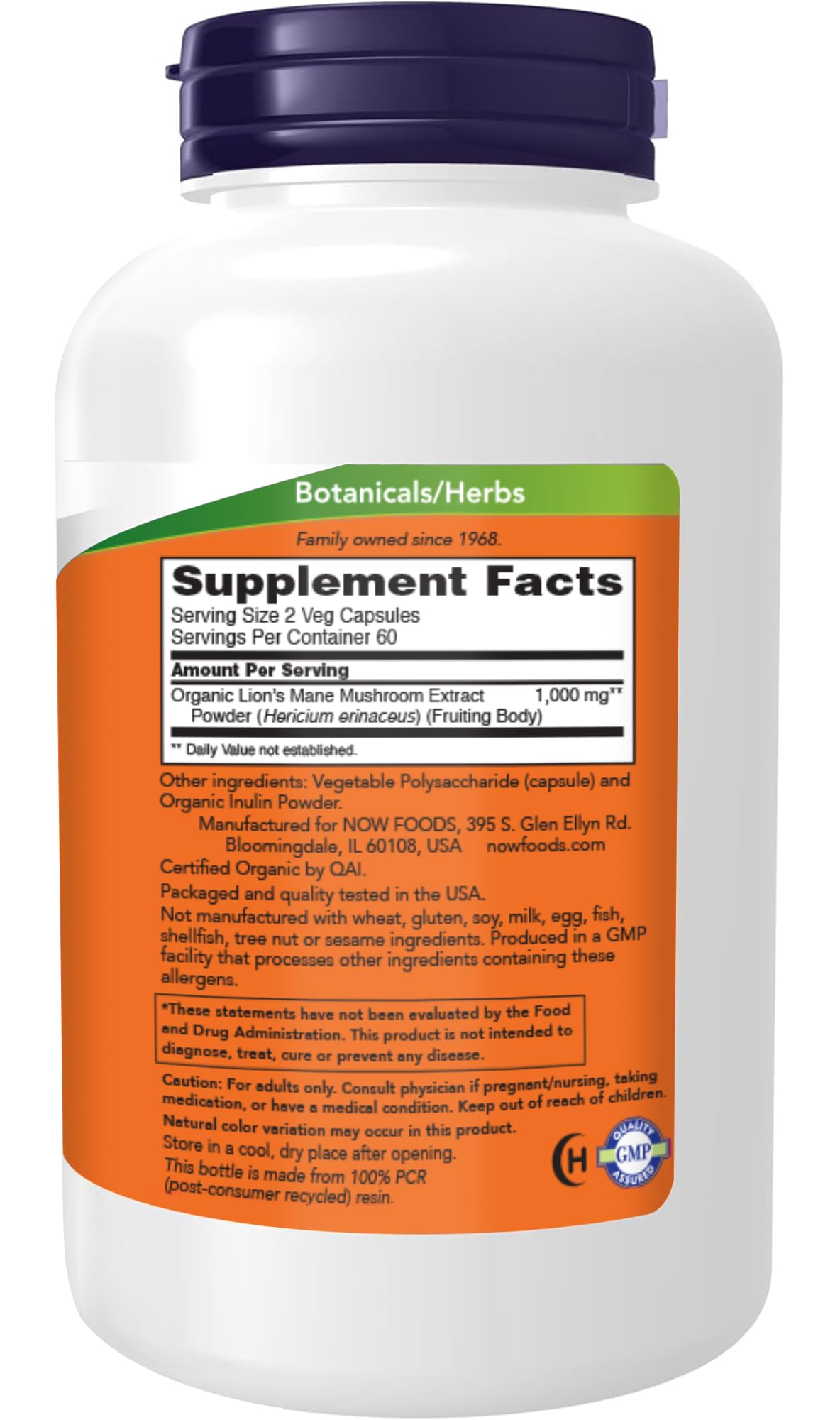 NOW Foods Supplements Lion's Mane 500 mg Super Mushroom Made with Organic Lion's Mane Mushrooms 120 Veg Capsules — Amazon image 2