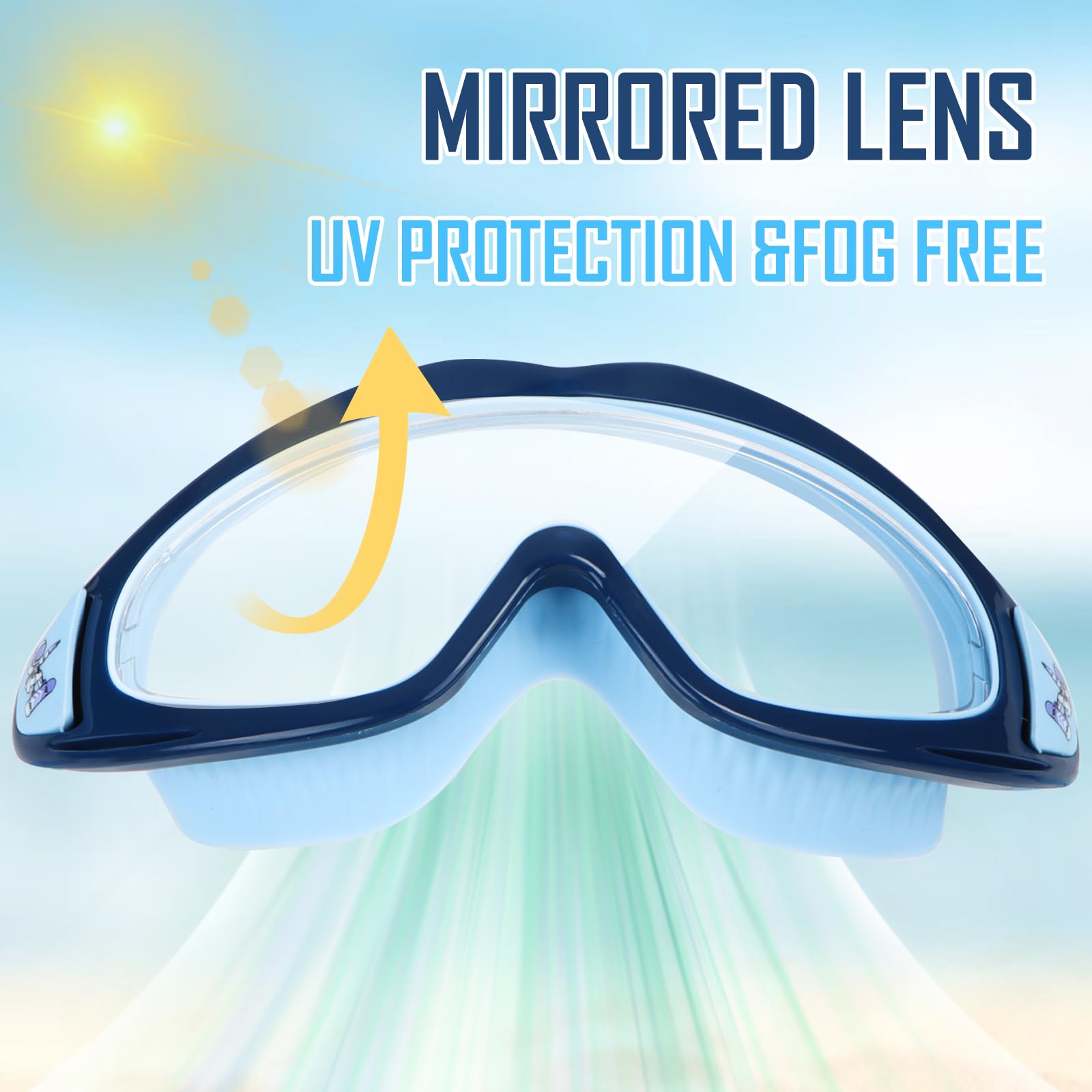 Lunettes de plongée pour enfants de 3 à 15 ans - Avec bouchons d'oreilles et bandeau réglable - Grand angle - Protection UV