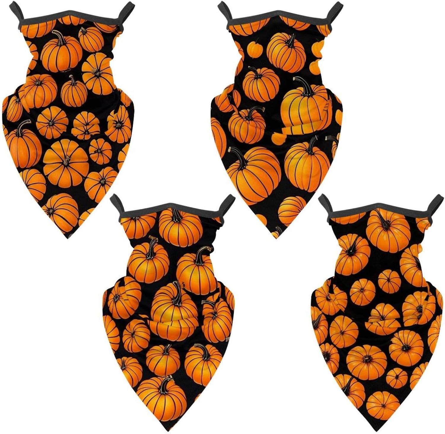 4 Pieces Helloween Pumkins 3_66 Neck Gaiter Bandana Face Mask, Sun Cooling Scarf Gator Cover Head for Men Women