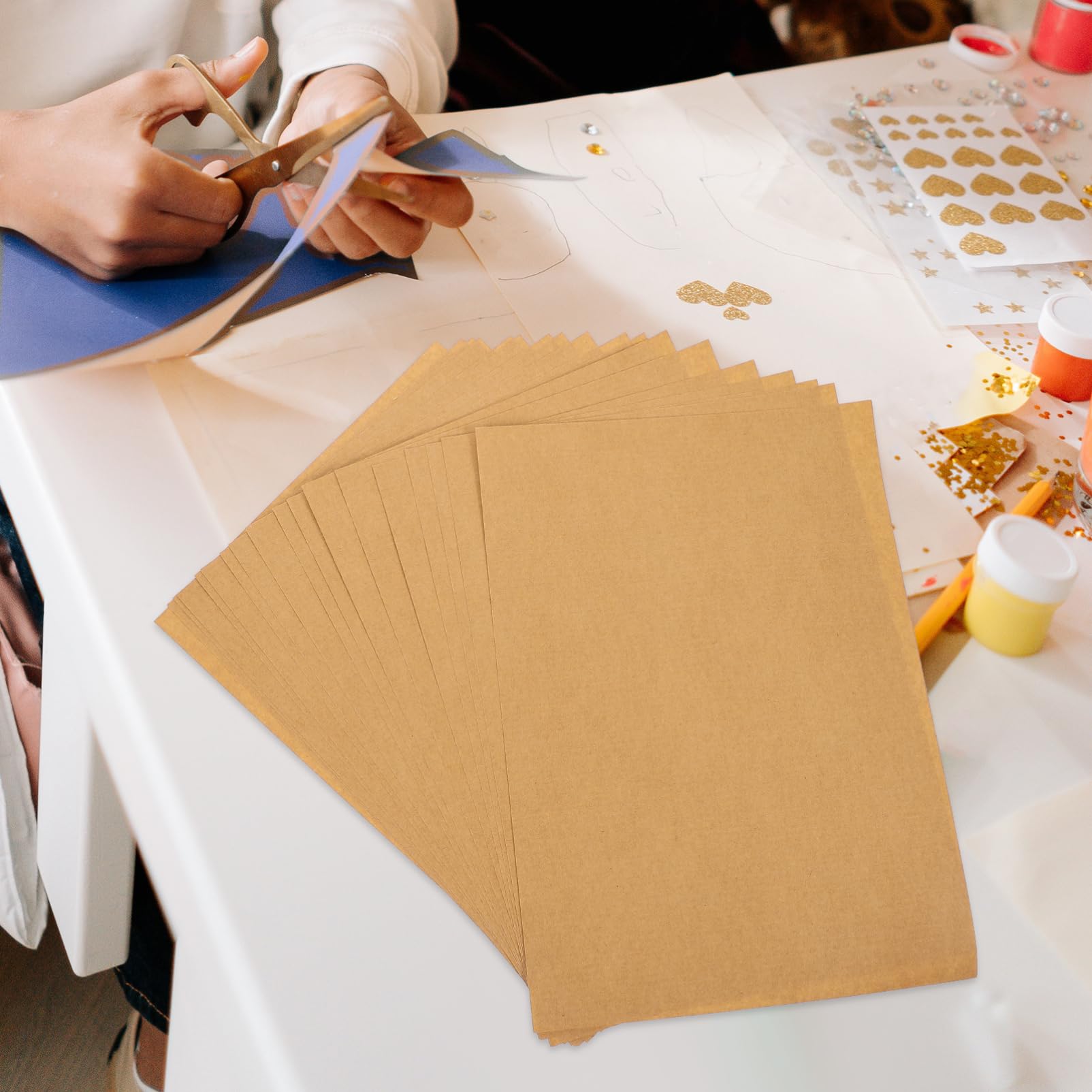 MAGICLULU 100feuilles Étiquettes Autocollantes Papier Kraft Lot De Adhésives Imprimables Pour Projets Créatifs Et Personnalisation Papier Pour Étiquettes Et Logos