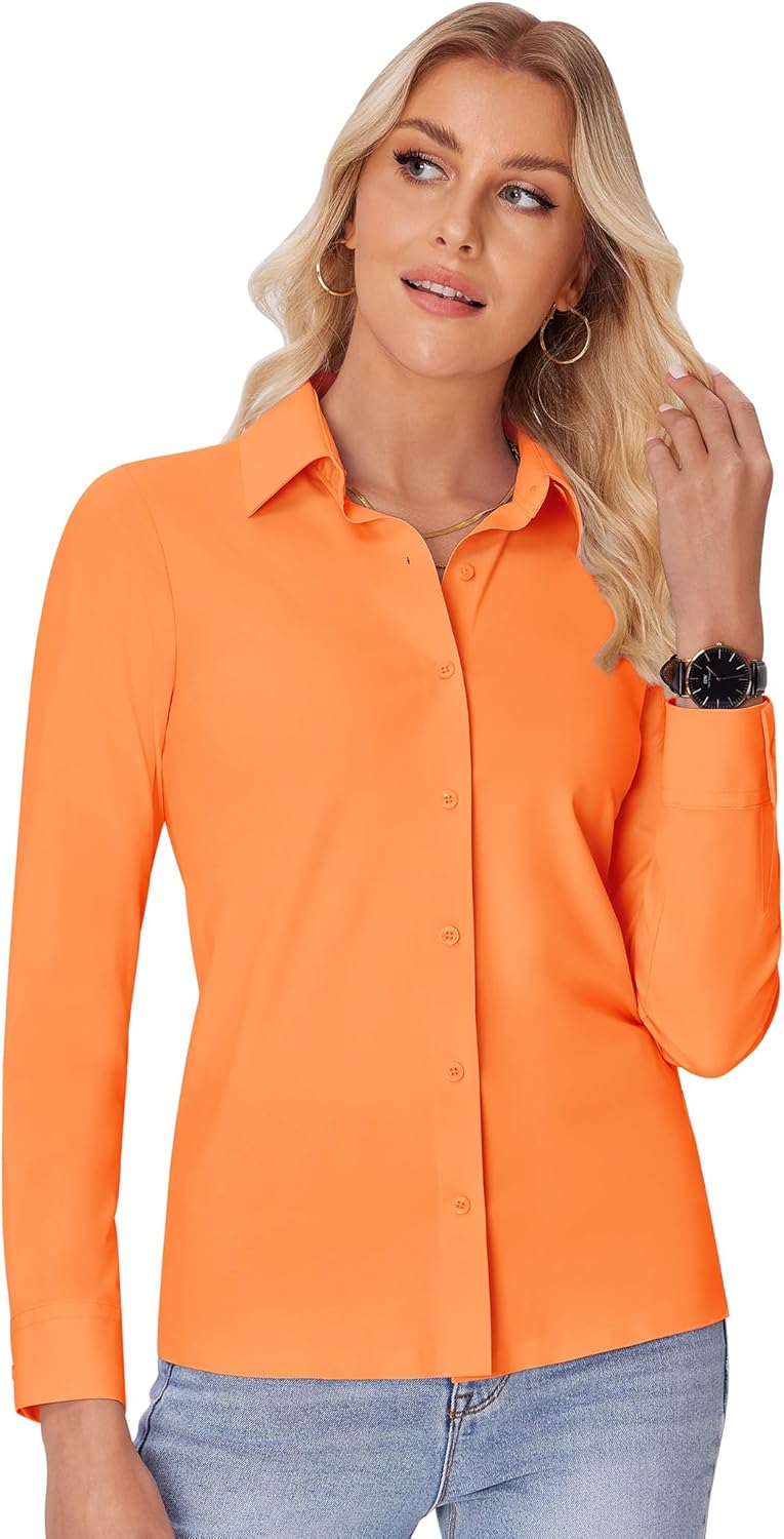 siliteelon Button Down Shirts for Women Slim fit Long Sleeve Stretch Dress Shirts Work Shirt Wrinkle Free Office Blouses - Image 6