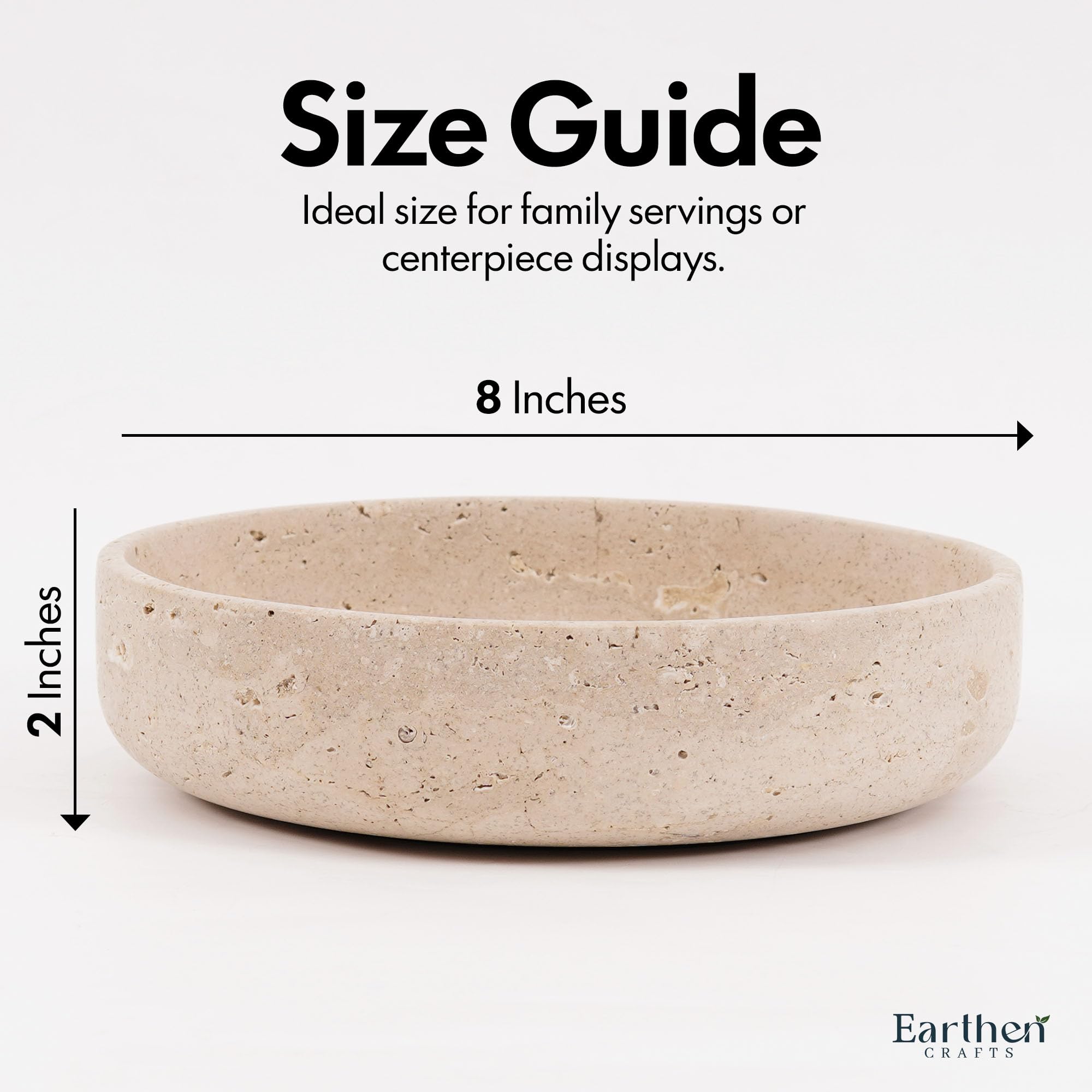 Bol de servir de mármol de 20 cm (8 pulgadas), travertino, hecho a mano para la encimera de la cocina, ideal para ensaladas, encimera de cocina, decoración moderna