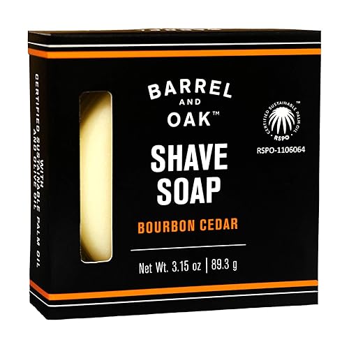 Barrel and Oak - Jabón de afeitar clásico, jabón de afeitar para hombres, jabón de afeitar acondicionador, limpia e hidrata, espuma rica para