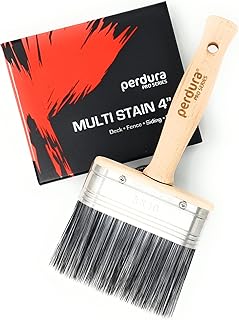 4 Inch Paint Stain Brush Applicator - Multi Stain by Perdura - Paint Stain and Seal Decks Fence Siding and Railing - for Water and Oil Based Coatings on Wood and Concrete Rough or Smooth