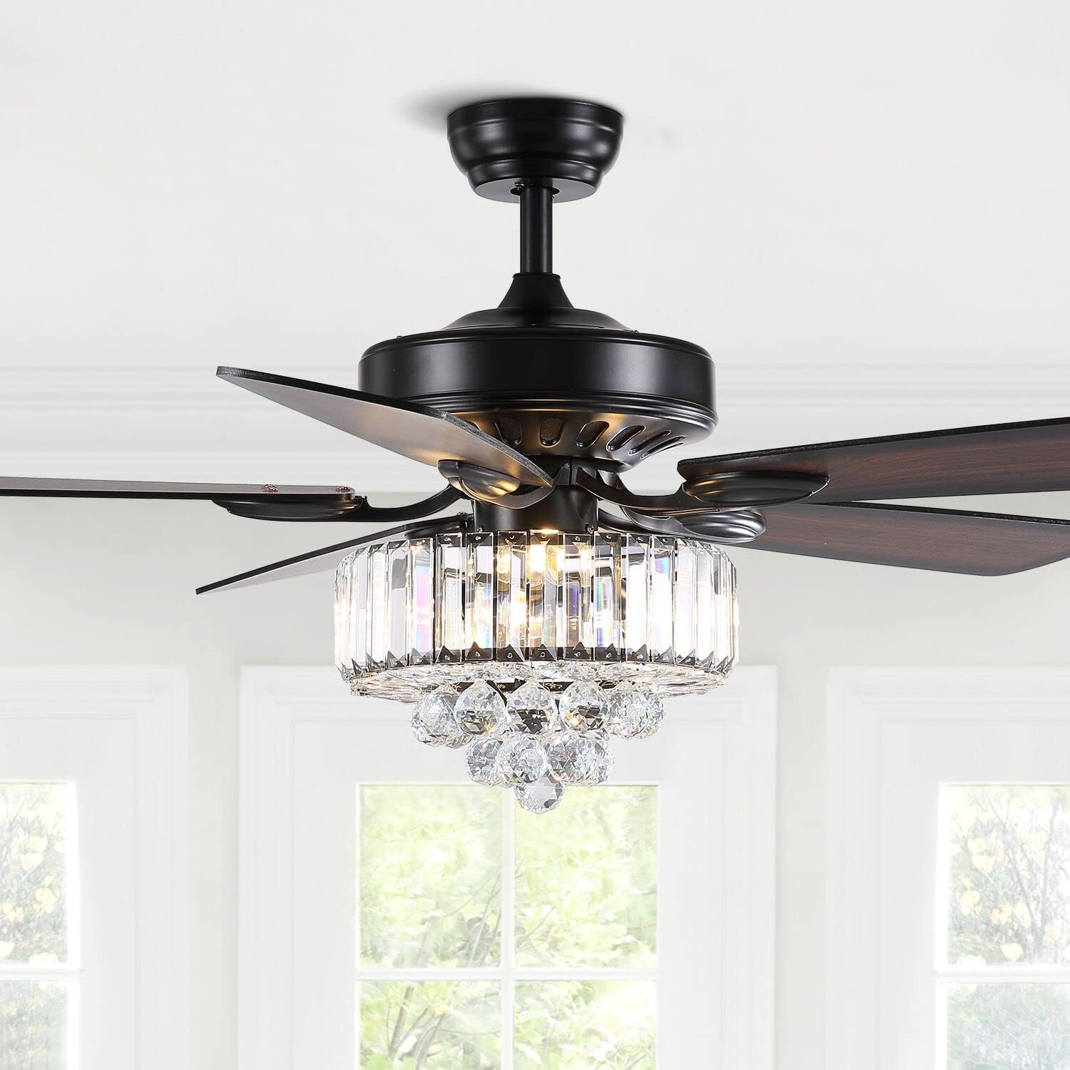 Warehouse of Tiffany Garlow Matte Black Lighted Ceiling Fan with ...