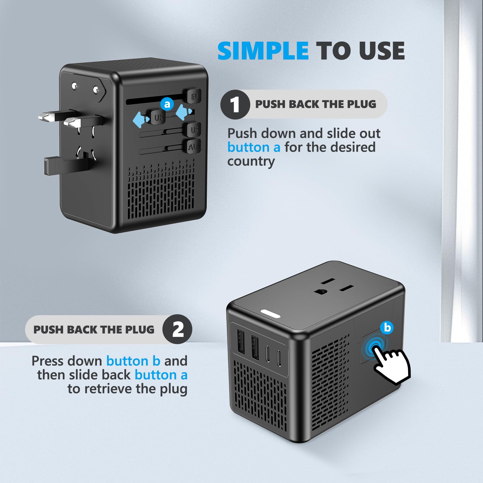 220V To 110V Voltage Converter 600W With GaN USB Charger - International Travel Power Adapter