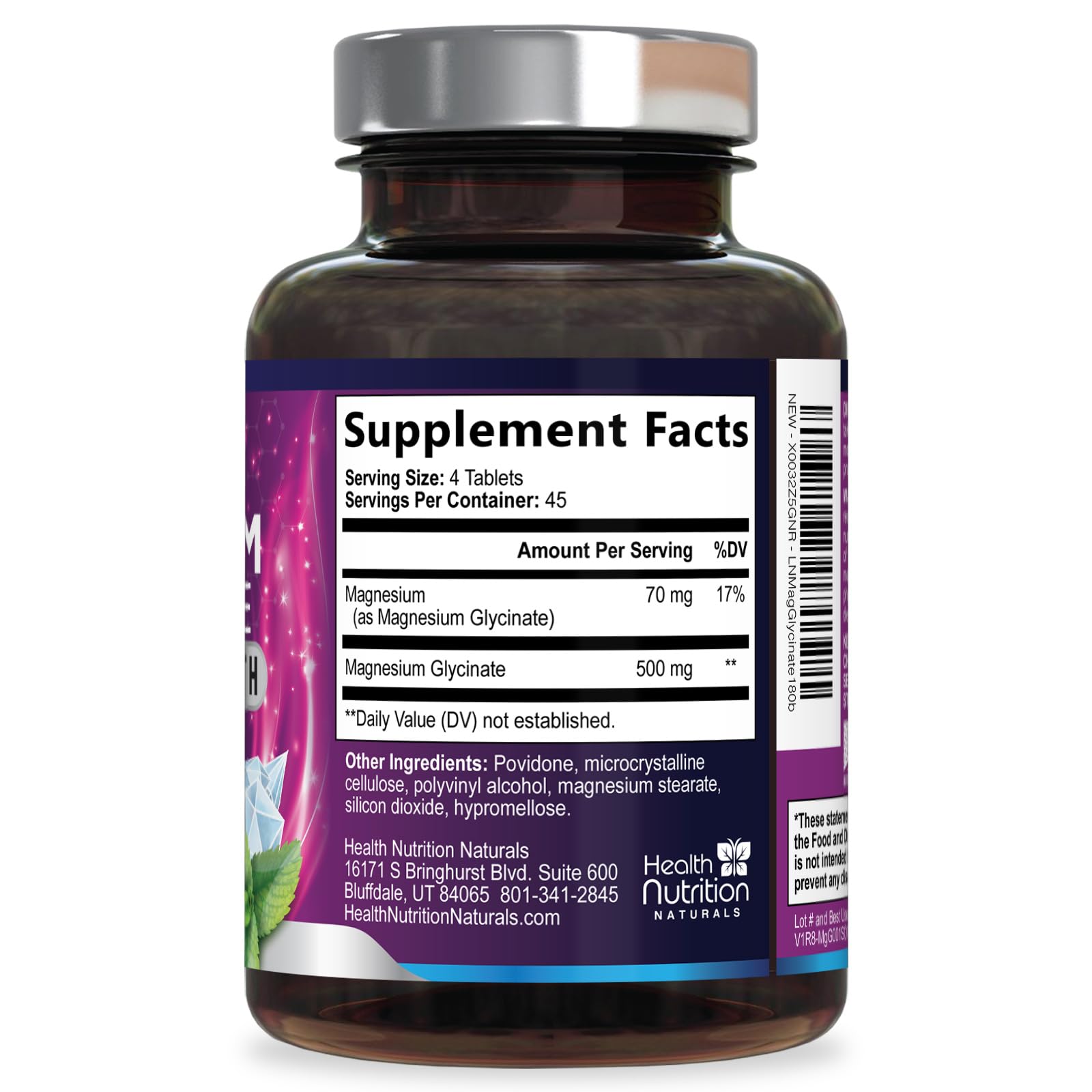 Magnesium Glycinate 250mg Per Serving - 100% Chelated Magnesium for Max Absorption - Sleep Support, Muscle, Nerves, Bone & Heart Health Support Supplement, Vegan - Bottled in the USA - 180 Tablets — Amazon image 9