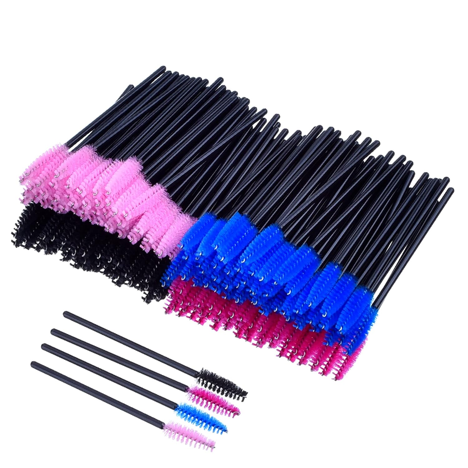 EBOOT 200 Pieces Disposable Mascara Wands Eyelash Brushes Eye Lash Makeup Applicators Cosmetic Brush Kit, Multicolor