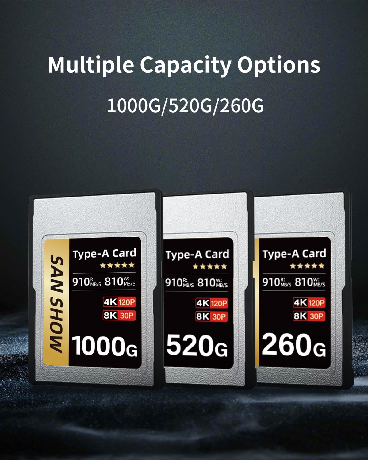 CFexpress Type A Memory Card, Up to 910MB/s Read & 810MB/s Write for 4K 8K Recording RAW Video& Photo, Compatible with Sony Alpha&FX Cameras, Supports PCle 3.0 (Gold, 520GB)