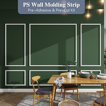 Premium Pre-Cut Wall Molding Kit Polystyrene Wainscoting Panels DIY Self-Adhesive 3D Accent Molding Trim Strips for Living Room, Bedroom, Hallway(6sets:(2 * 63×30+2 * 30×23+70×63+70×23)