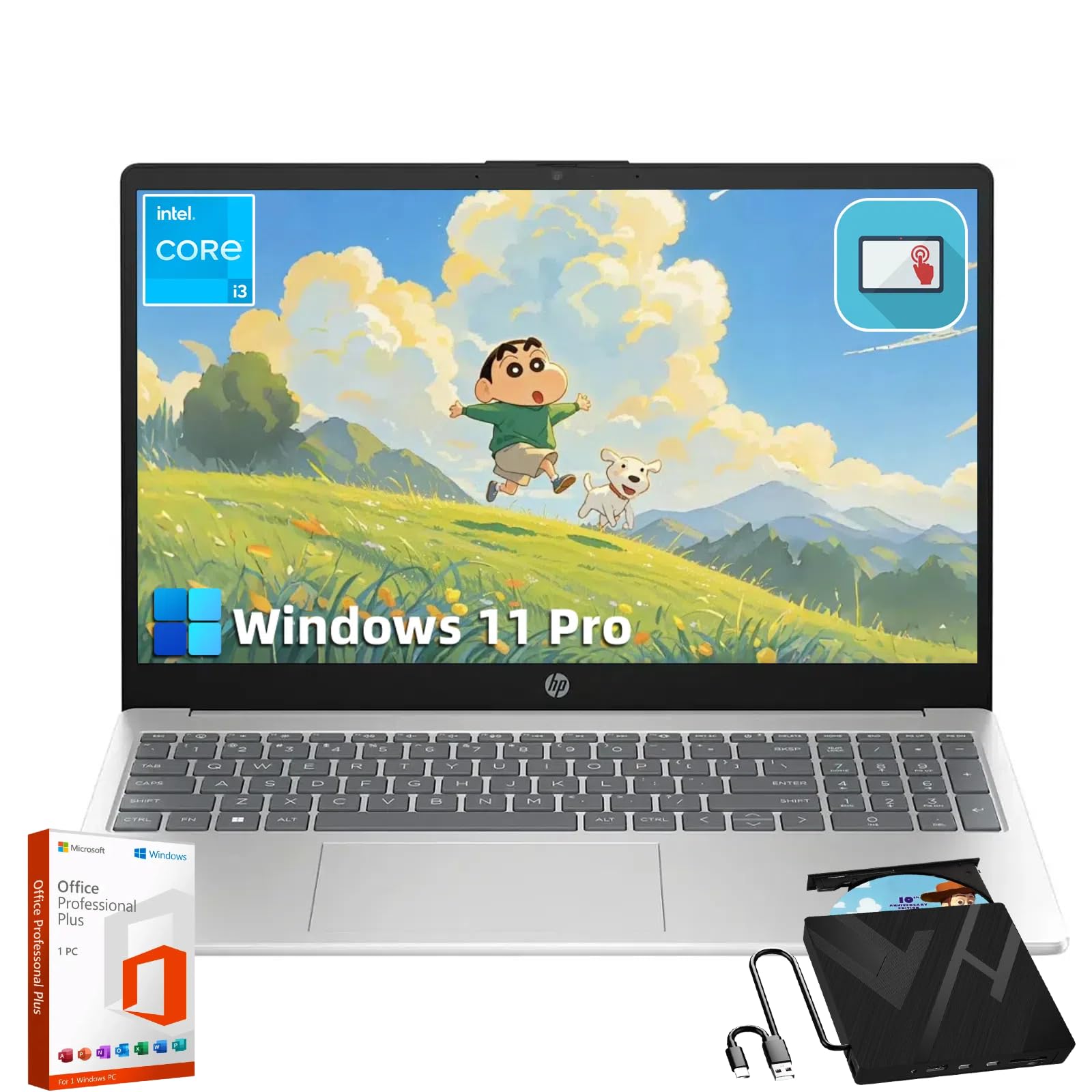HPFlagship Touchscreen Laptop Computer - 15.6-inch Display | Intel i3-1215U | Windows 11 Pro & Lifetime Microsoft Office Pro for Business and Student | Numeric Keypad | 16 GB RAM + 1 TB SSD