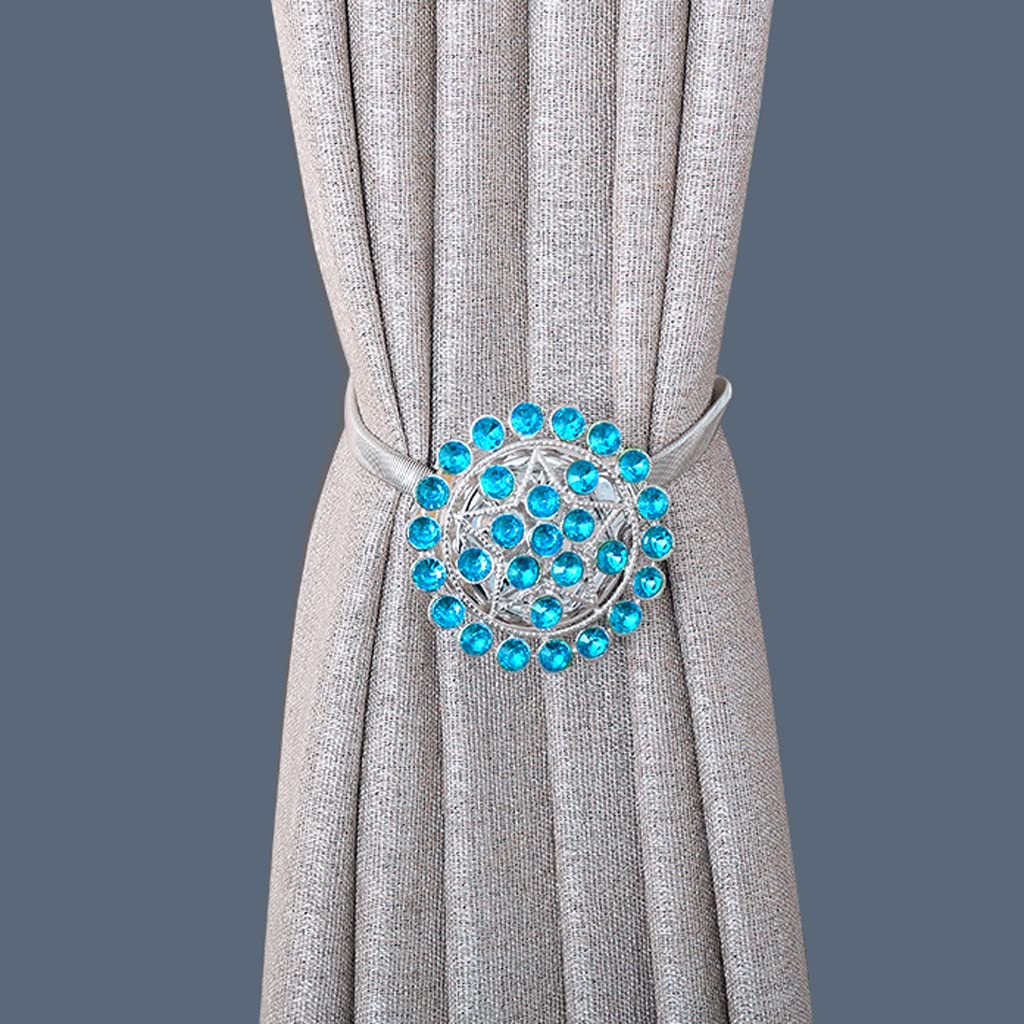Pièces Embrasses de Rideau Magnétiques de Corde de Ressort, Clips de Boucle de Rideau Magnétique Réglable Retenues de Draperie Décoratives de Fleur de Cristal