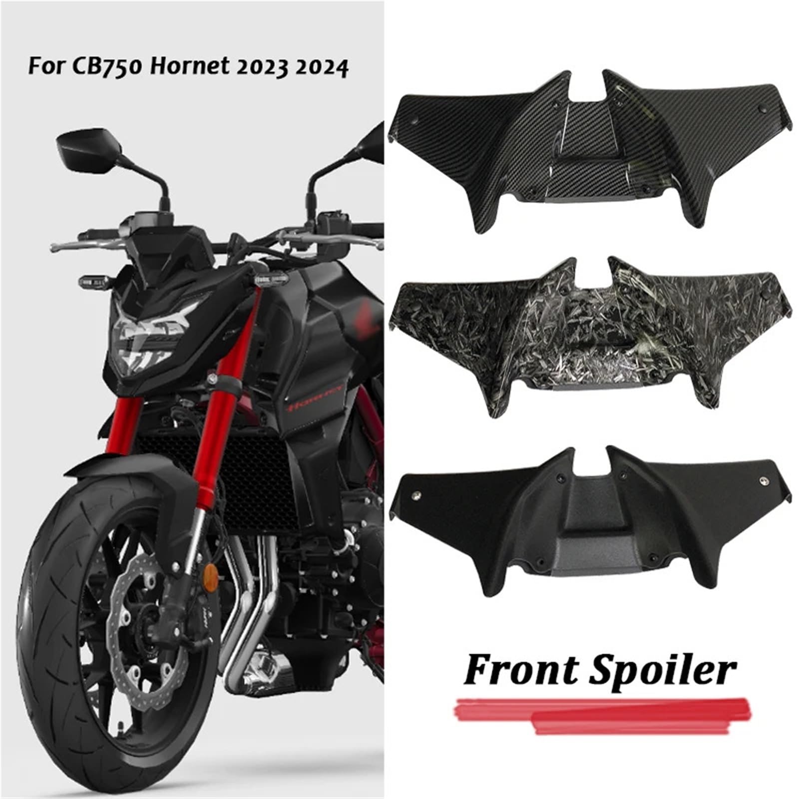 Pasuje do motocykla Honda Hornet CB 750 HORNET 2023 2024 CB750 Przednie spoilery dociskowe Winglet Wing Zestaw przedniego spojlera Okna Boczne Spojler Skrzydło dachowy
