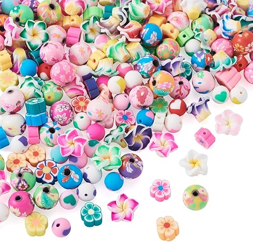 Miniatura 7 de Craftdady 200 cuentas sueltas de arcilla polimérica Plumeria Flower Spacer de 0.472 x 0.315 in, colores mezclados al azar, 5 pétalos, cuentas Flores