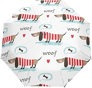 RELEESSS - Ombrello pieghevole da viaggio divertente bassotto cane compatto antivento portatile ombrello per donne uomini unisex