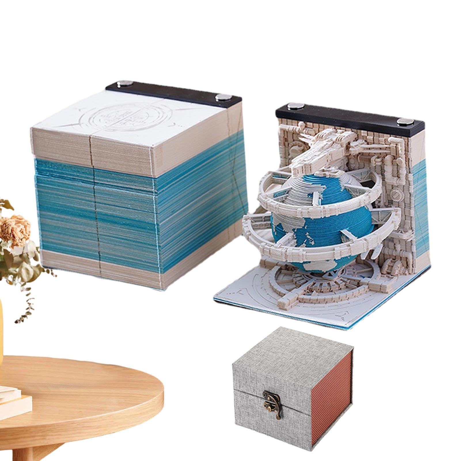 3D Notizblock, 3D Kalenderblock | Kreativer Notizblock Kalender Tischkalender Modell Erde | Robuste und glatte Haftnotizen für Geburtstag, Neujahr, Weihnachten, Ostern