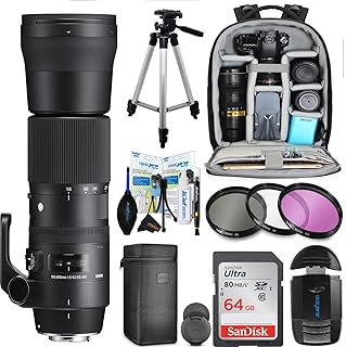 Sigma 150-600mm F/5-6.3 DG OS HSM for Nikon Telephoto Lens with Front and Rear Caps, Lens Hood, Lens Case, and Sunshine Basic Bundle...