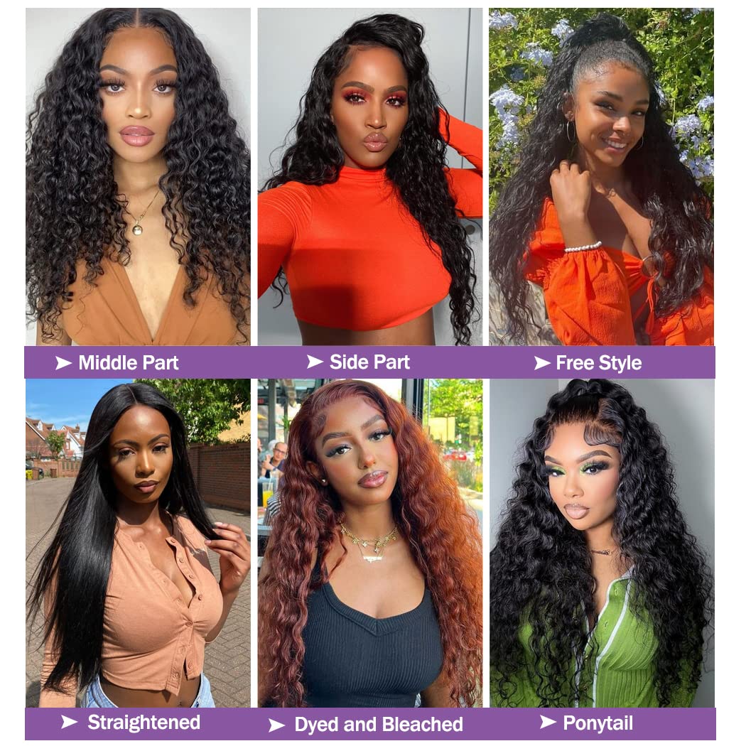 Deep Wave Lace Front Wigs Human Hair 13x6 HD Transparent Curly Lace Front Wig for Women 22 Inch Glueless Deep Curly Human Hair Wigs with Baby Hair 180% Density