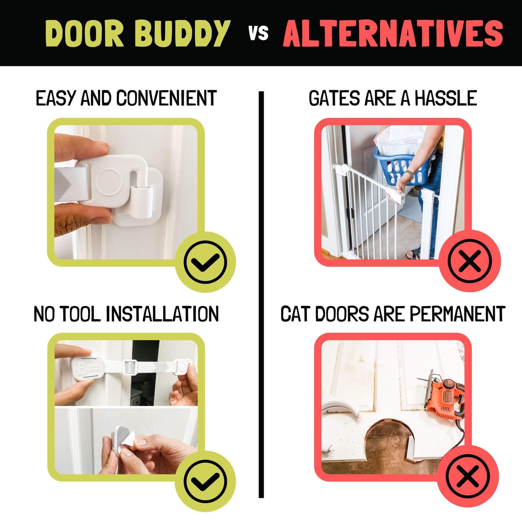 Buy Door Buddy Adjustable Door Strap & Latch. Easy Way To Dog Proof
